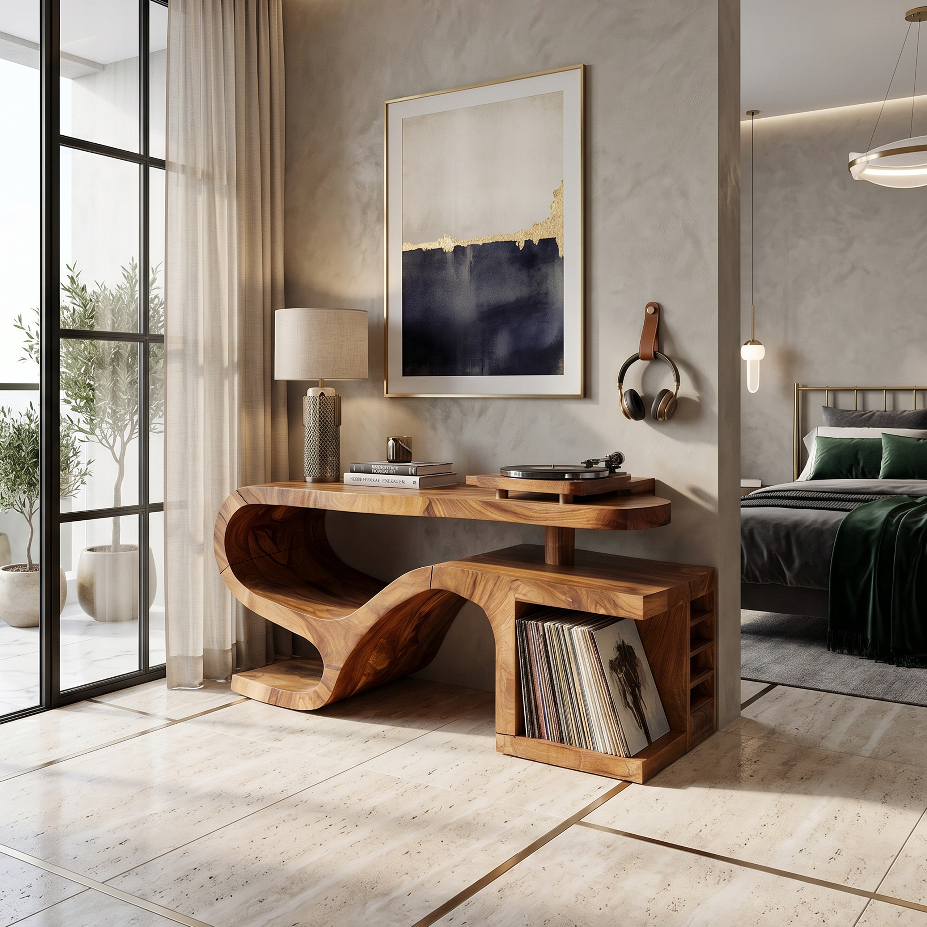 Minimalist Organic Record Player Stand Modern Loft SILDTTRRPT043