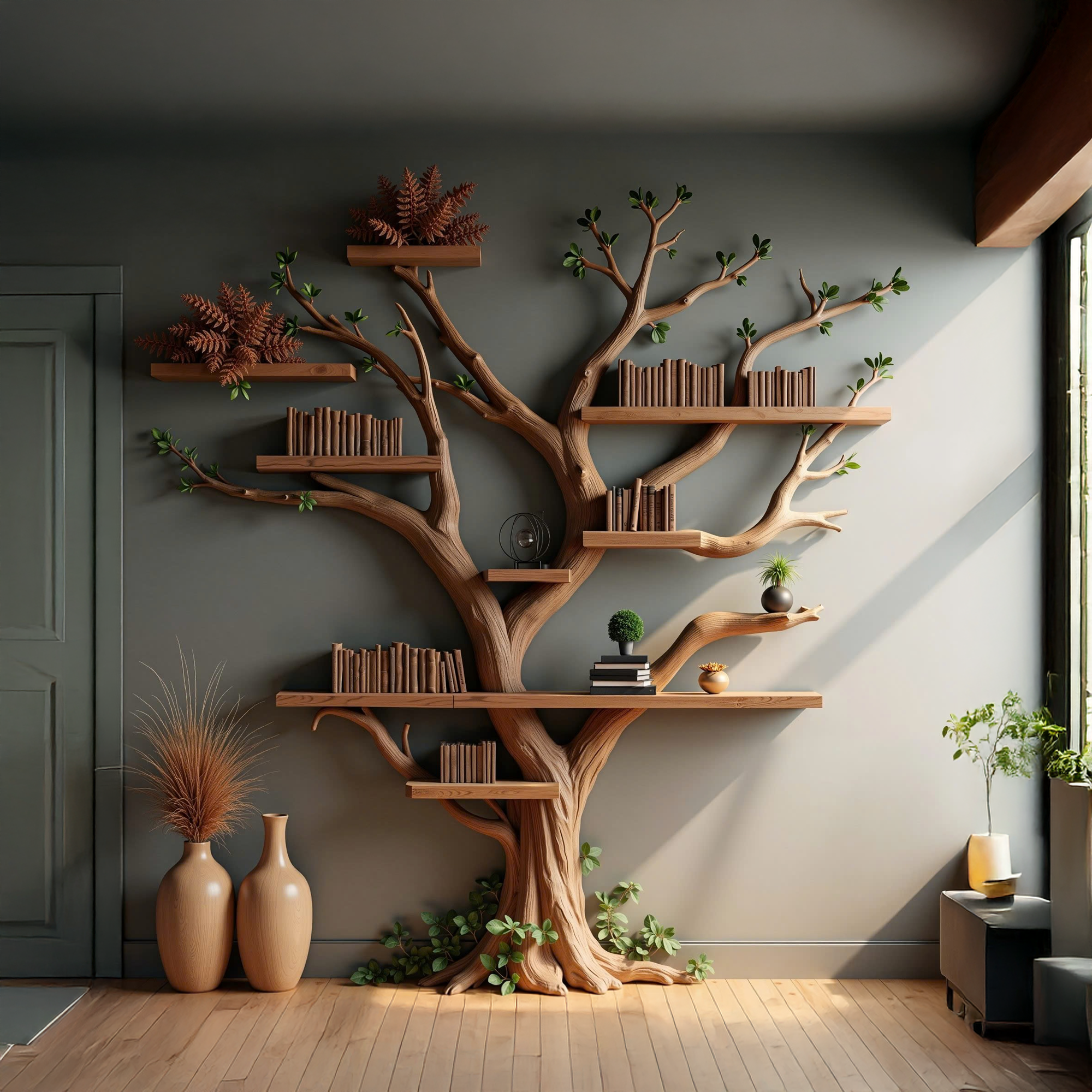 Live Edge Bookshelf Rustic Modern Shelf Decor Home SINLTB125