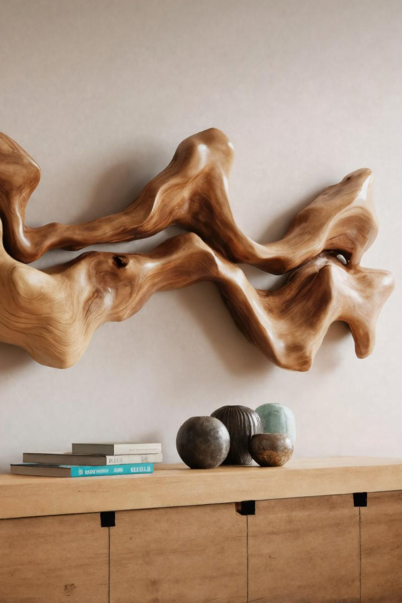 Abstract Carved Wall Art Sculpture For Living Room SITHHNWA010