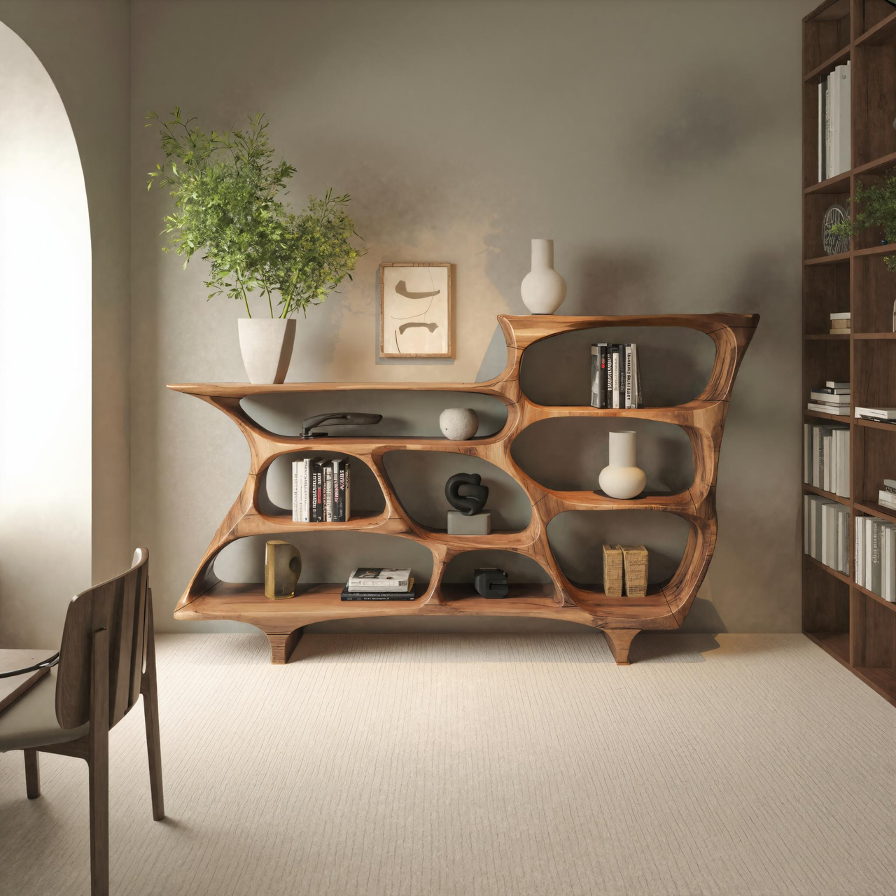 Contemporary Organic Bookshelf With Open Shelves For Living Room Or Office SITHTTBS030