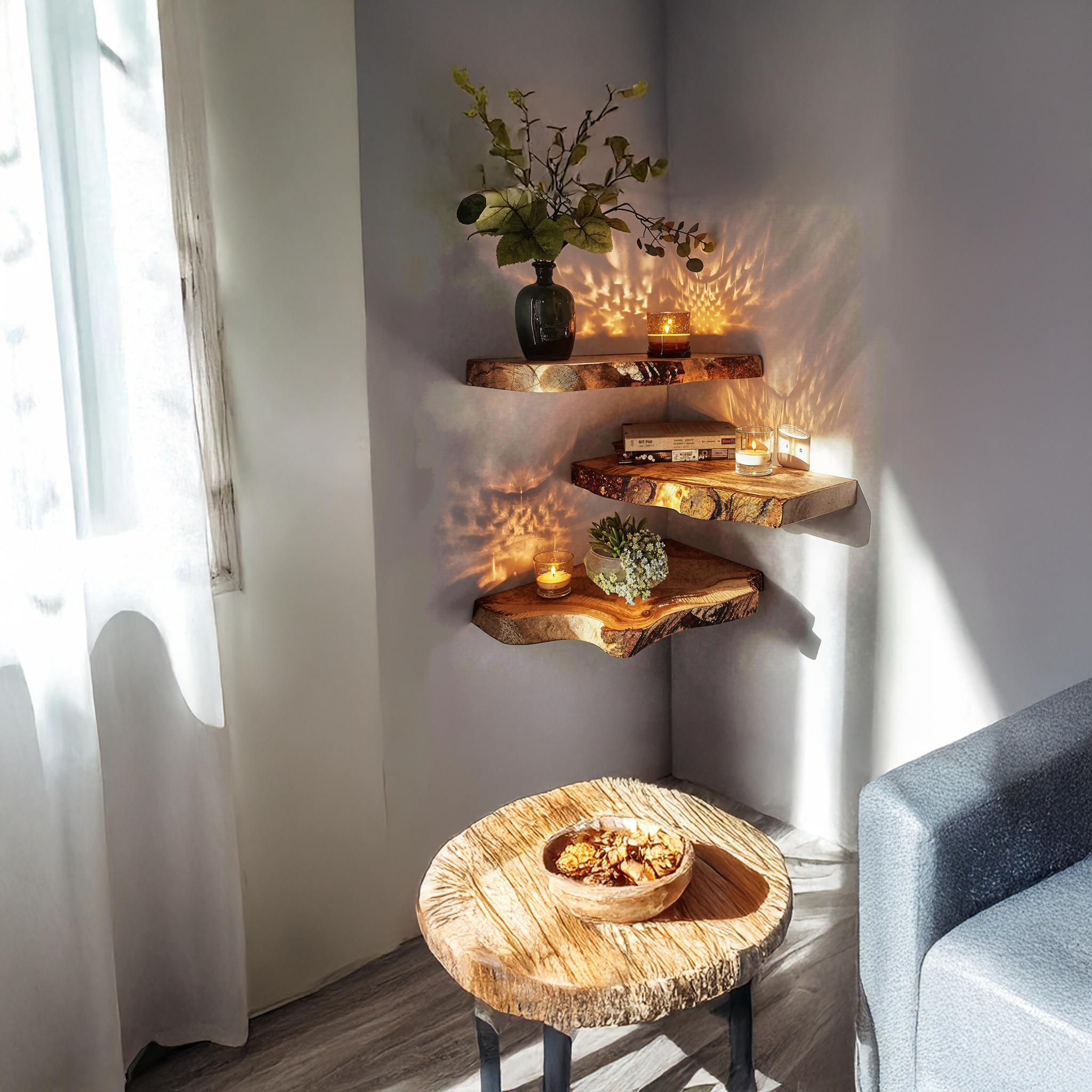 Floating Corner Shelves Wooden Shelves SILDTCN019