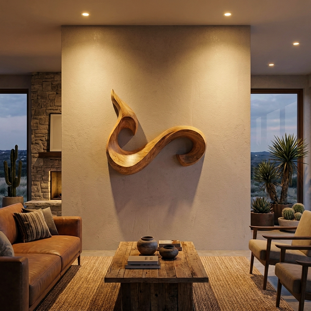 Modern Abstract Curved Wooden Wall Art For Living Room Decor RTTHTTWA151