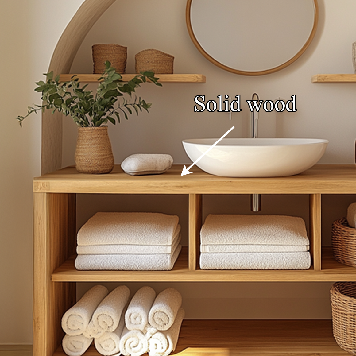 Modern Bathroom Storage Cabinet With Clean Natural Wood Finish For Bathroom SINLSABRV207
