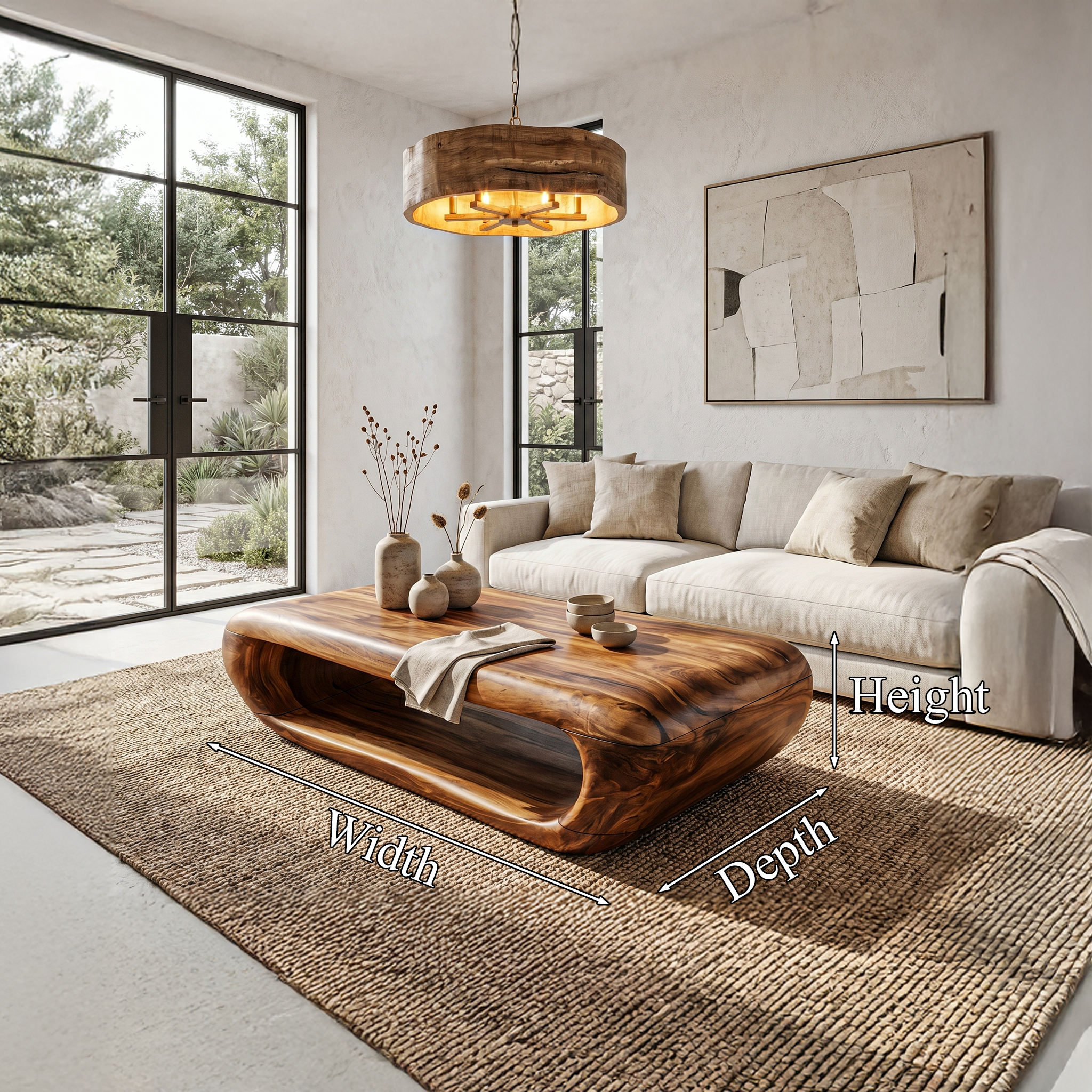 Organic Coffee Table With Open Storage For Living Room SINLHACF372