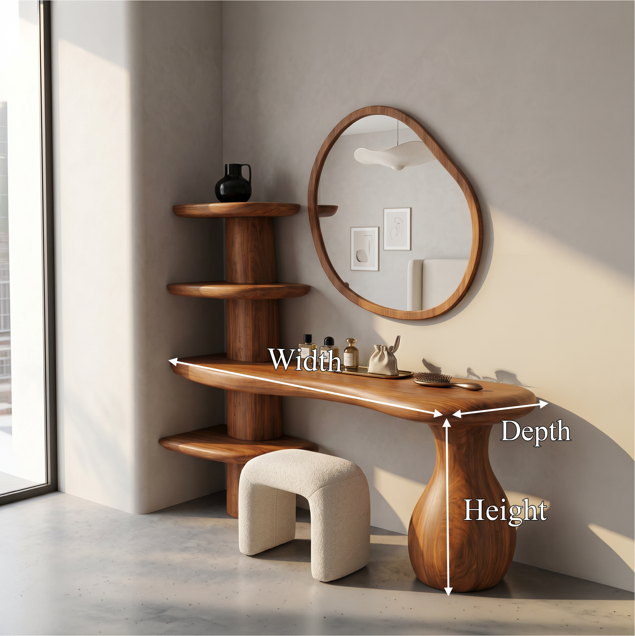 Organic Corner Vanity Table For Bedroom SINLSABDT078