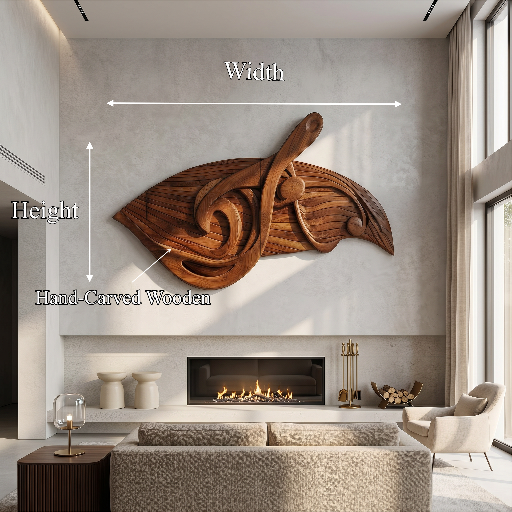Organic Music Note Wall Art With Guitar Motif For Living Room SINLSAWD077