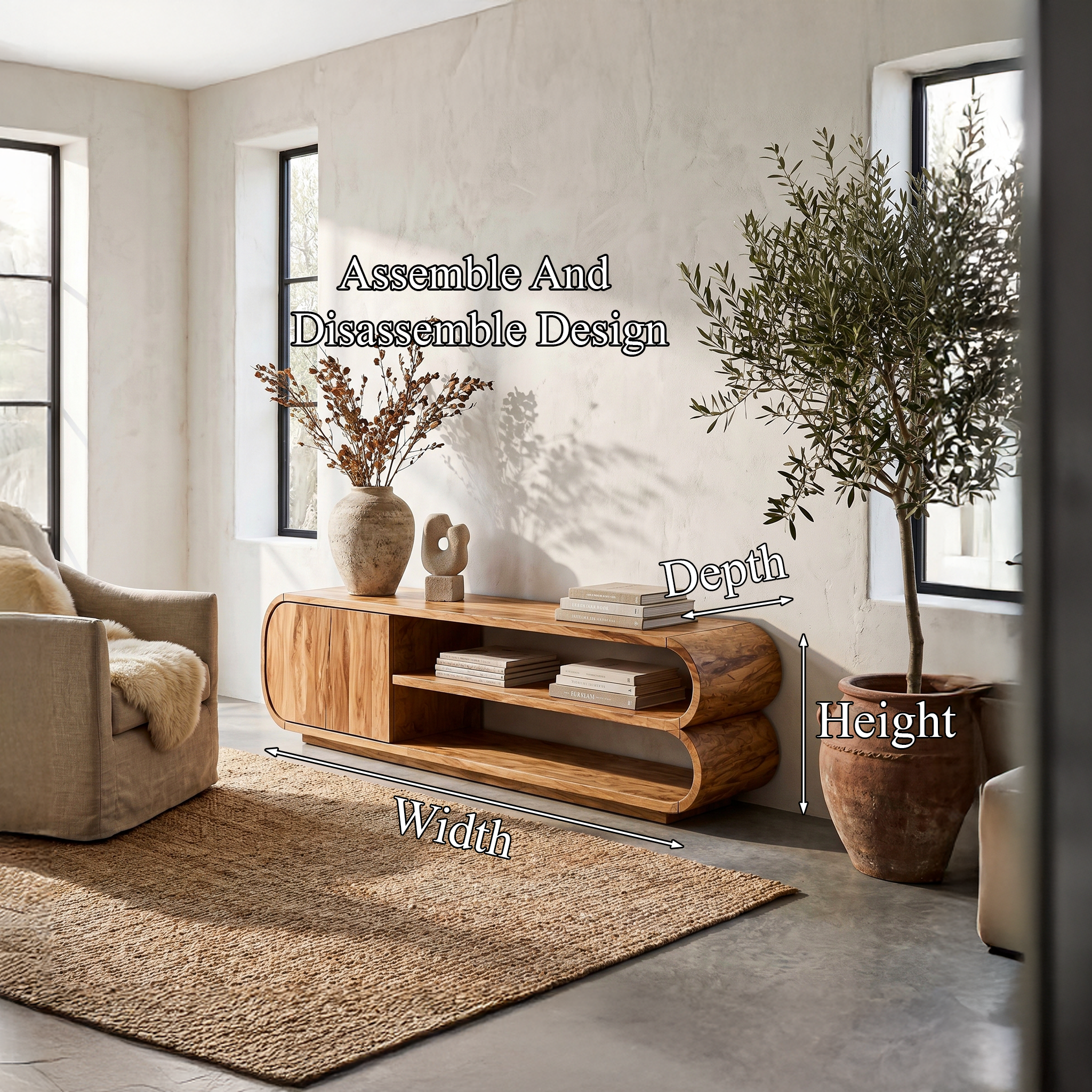 Contemporary TV Cabinet With Open Storage For Living Room SINLHATC038