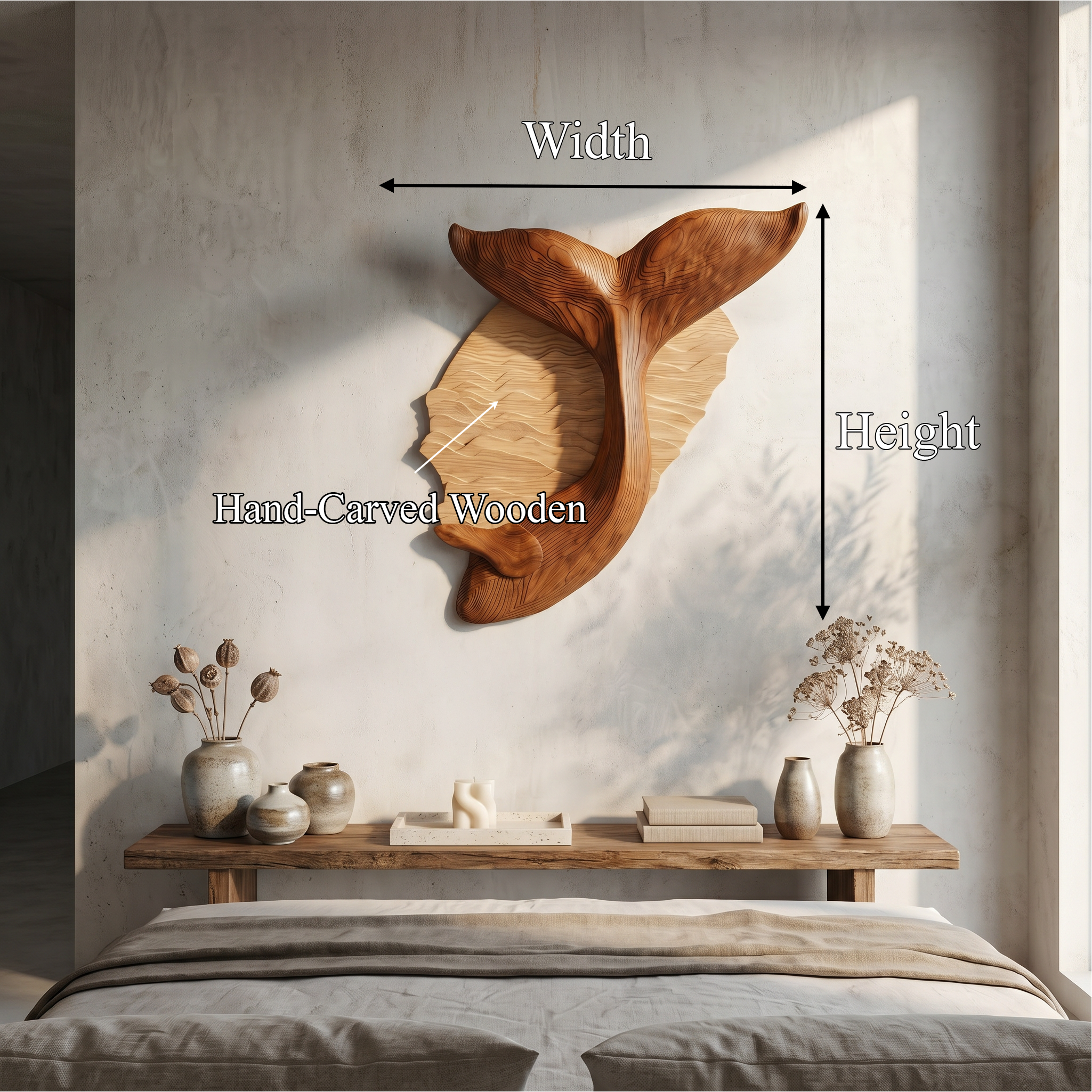 Organic Whale Tail Wooden Wall Art For Bedroom And Living Room SINLSAWD087