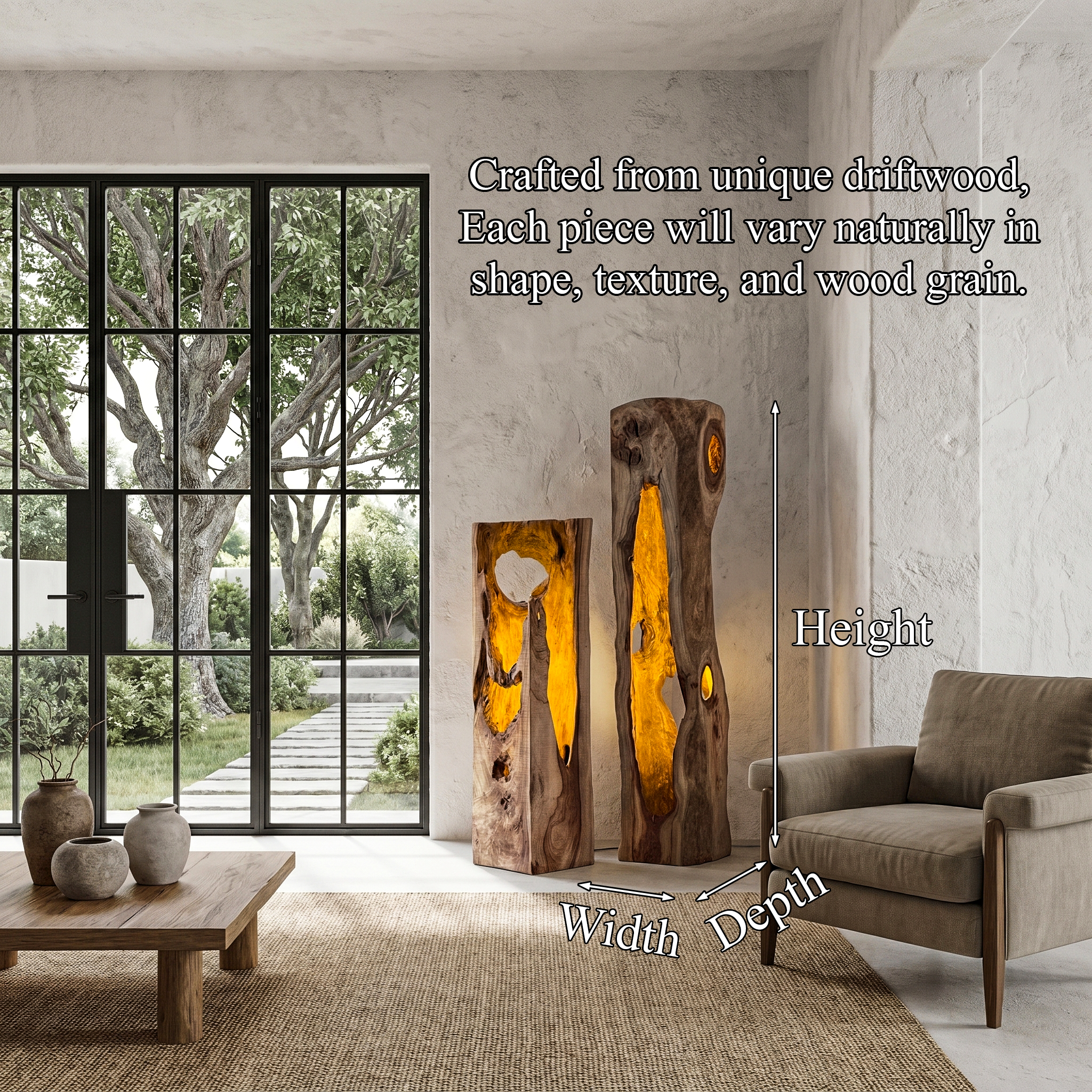 Rustic Floor Lamp With Natural Tree Trunk Design For Living Room And Bedroom SINLHAFLP084