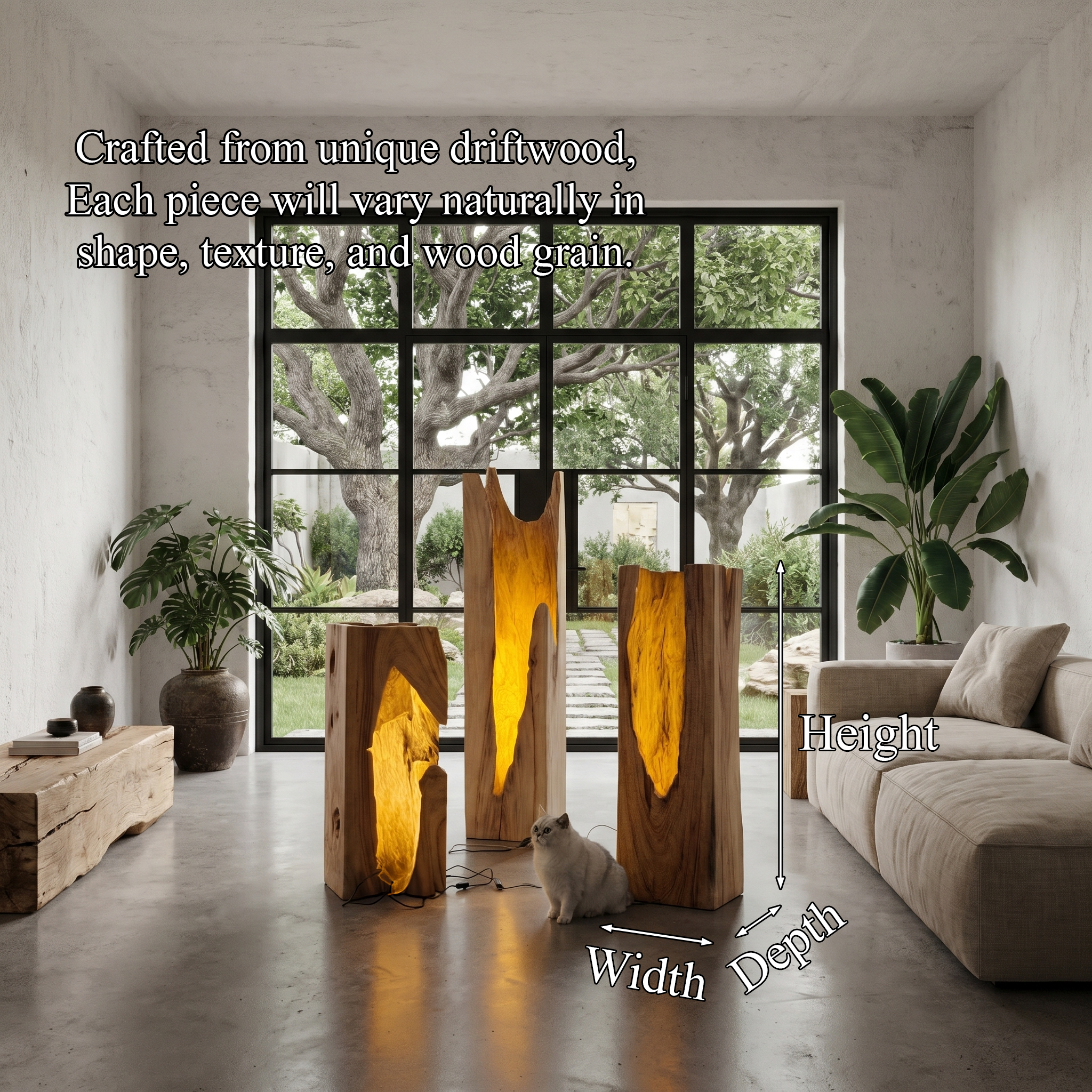 Rustic Tree Trunk Floor Lamp With Natural Hollow Wood Design For Living Room And Bedroom SINLHAFLP085