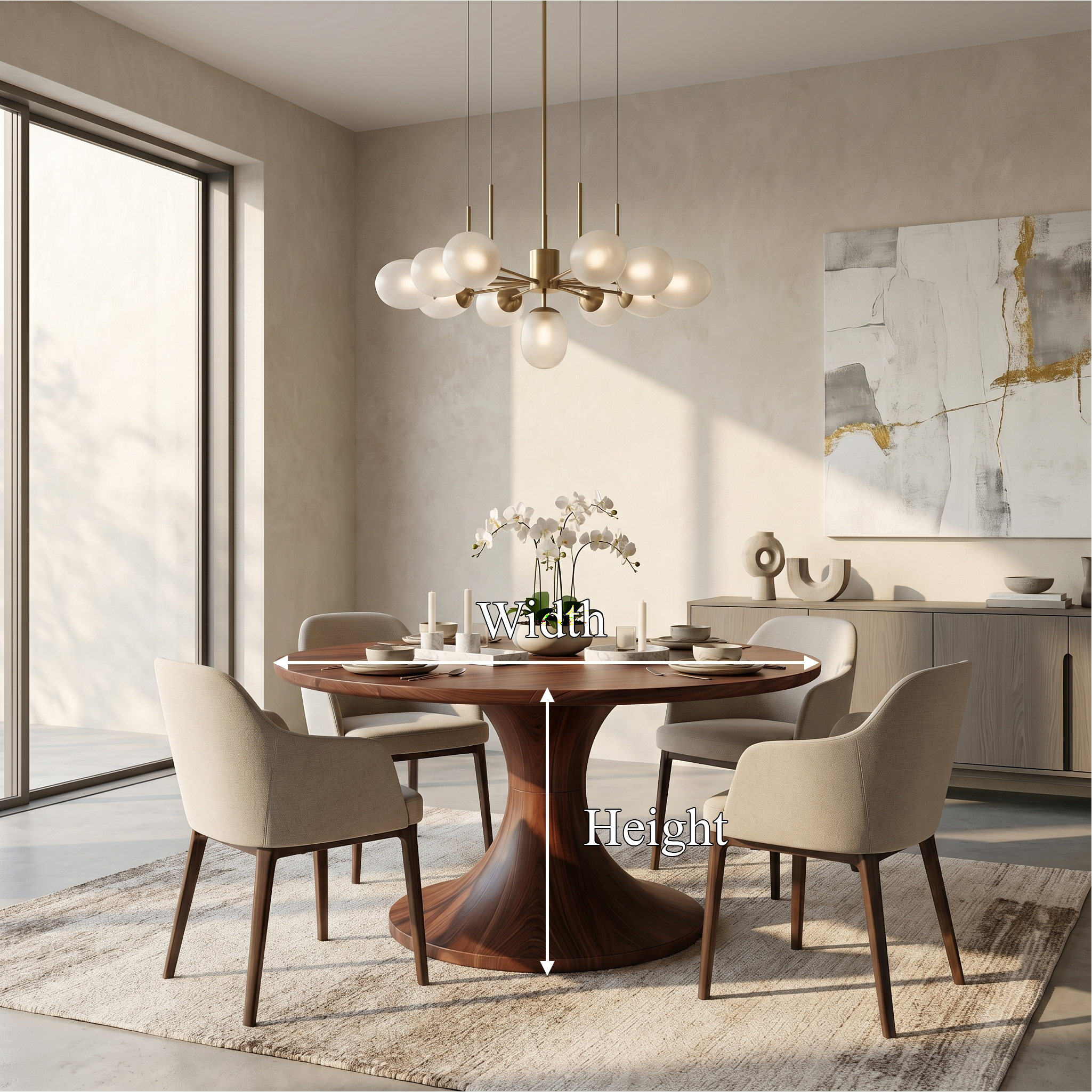 Contemporary Dining Table With Handcrafted Solid Wood Pedestal For Kitchen SINLSADT198