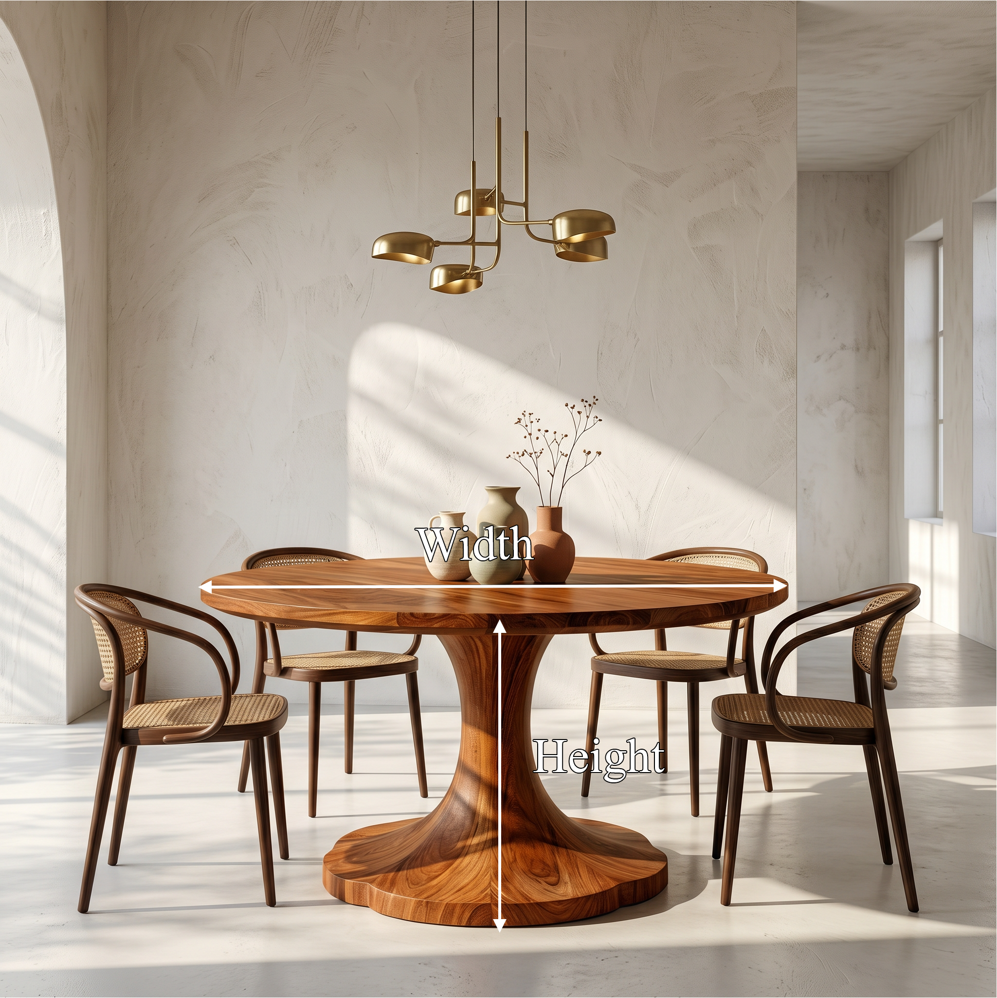 Organic Round Dining Table With Handcrafted Pedestal For Dining Room SINLSADT200