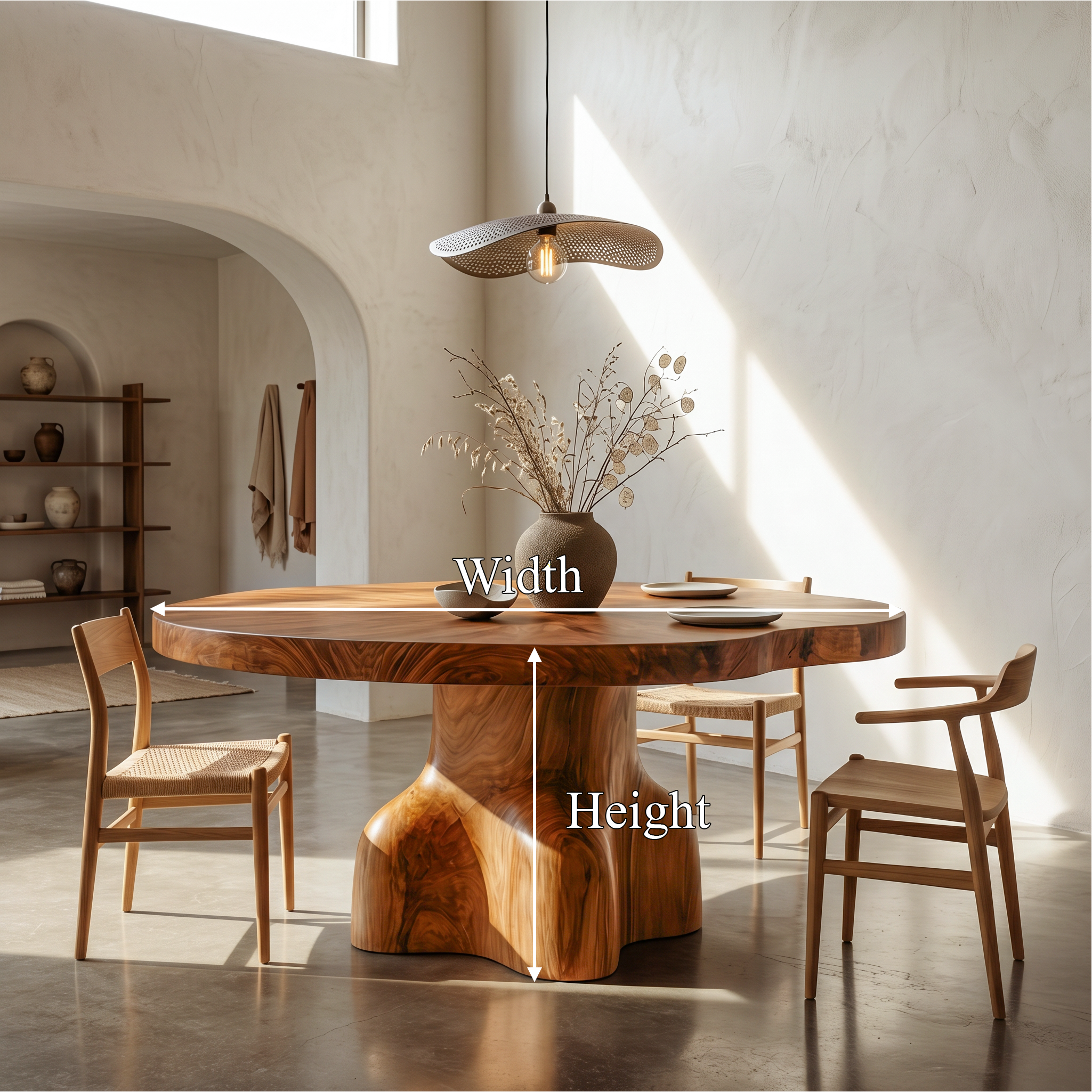 Contemporary Round Dining Table With Sculptural Solid Wood Pedestal For Dining Room SINLSADT201