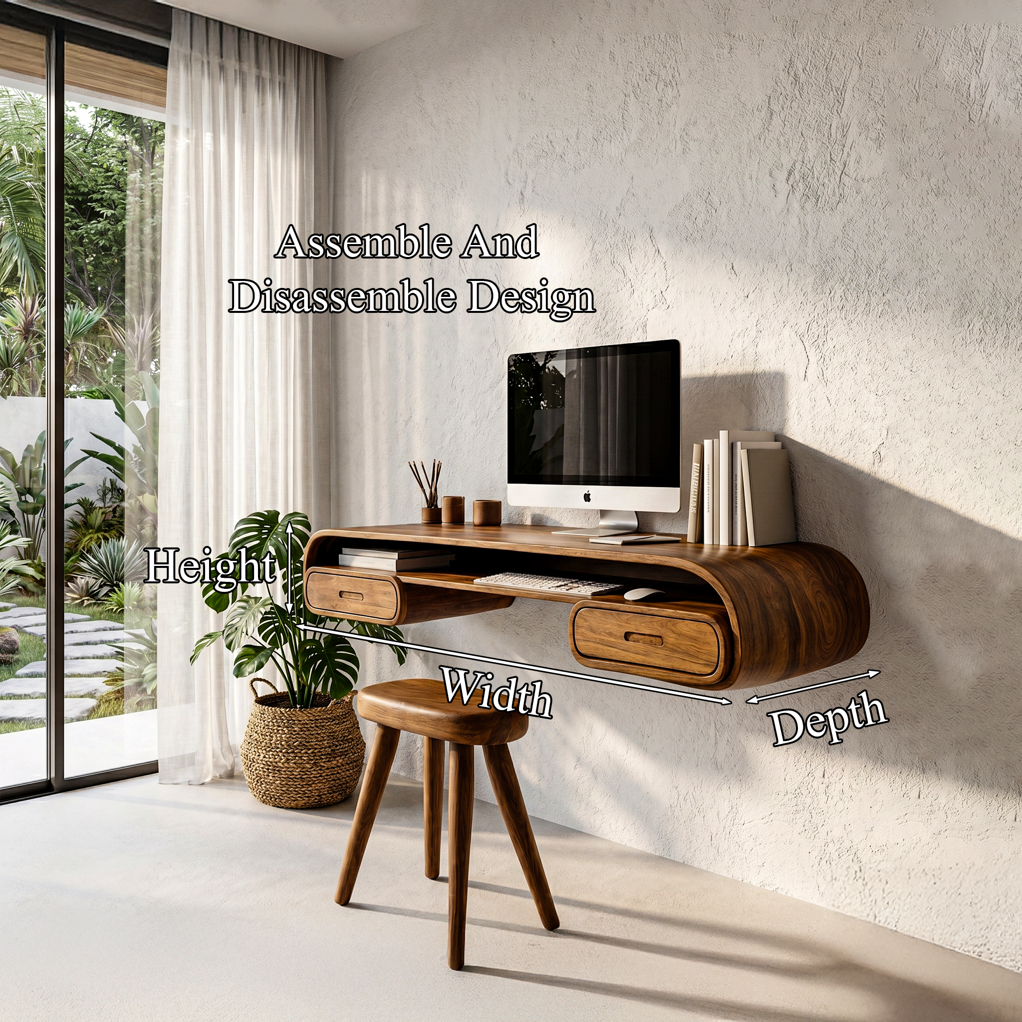 Minimalist Wall Mounted Desk With Built In Drawers For Home Office SINLHADK125