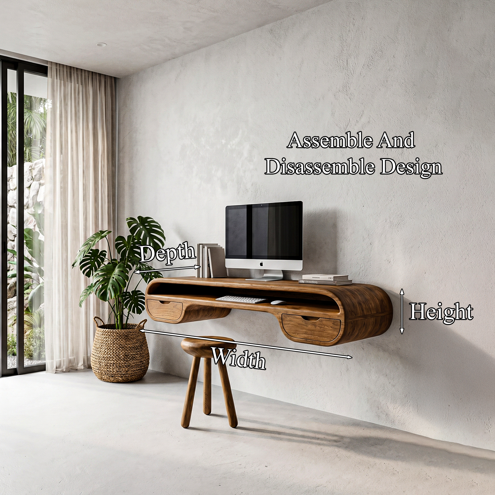 Contemporary Floating Desk With Integrated Drawer Storage For Workspace SINLHADK126