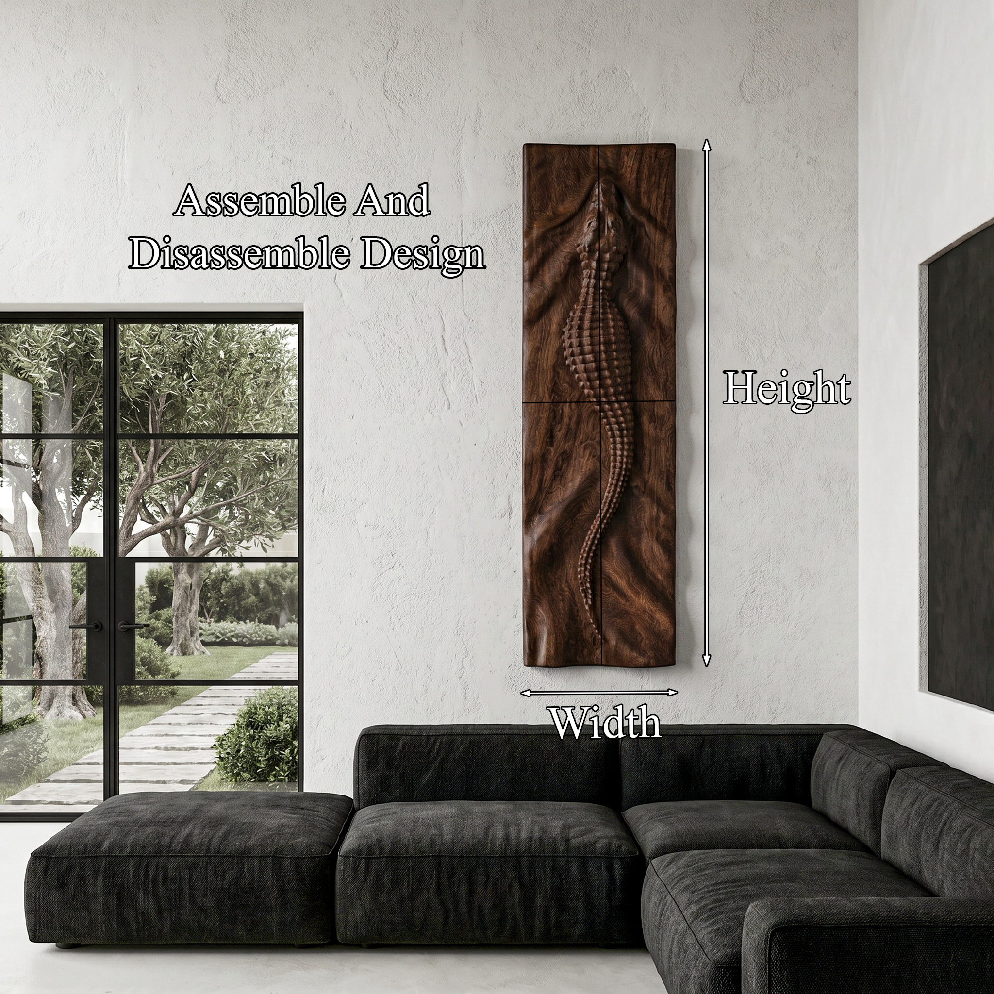 Abstract Wooden Wall Art Panel With Sculptural Organic Relief Design For Living Room And Entryway SINLHAWD102