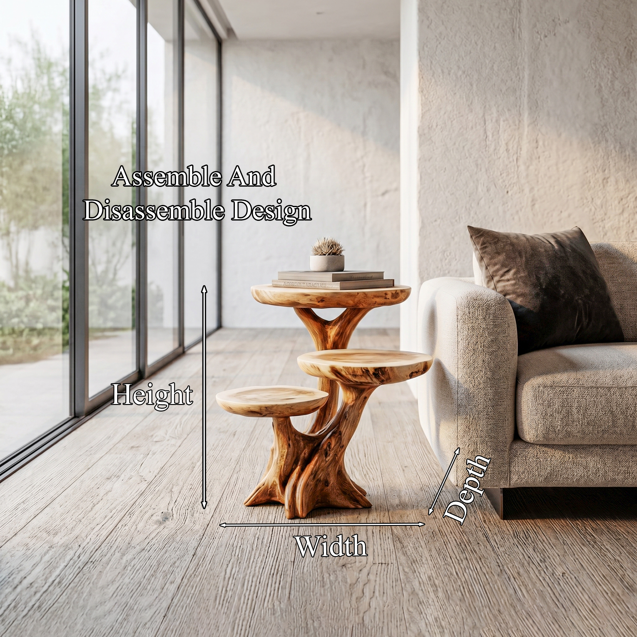 Rustic Tree Root Side Table With Sculptural Solid Wood Design For Living Room And Bedroom SINLHABT246