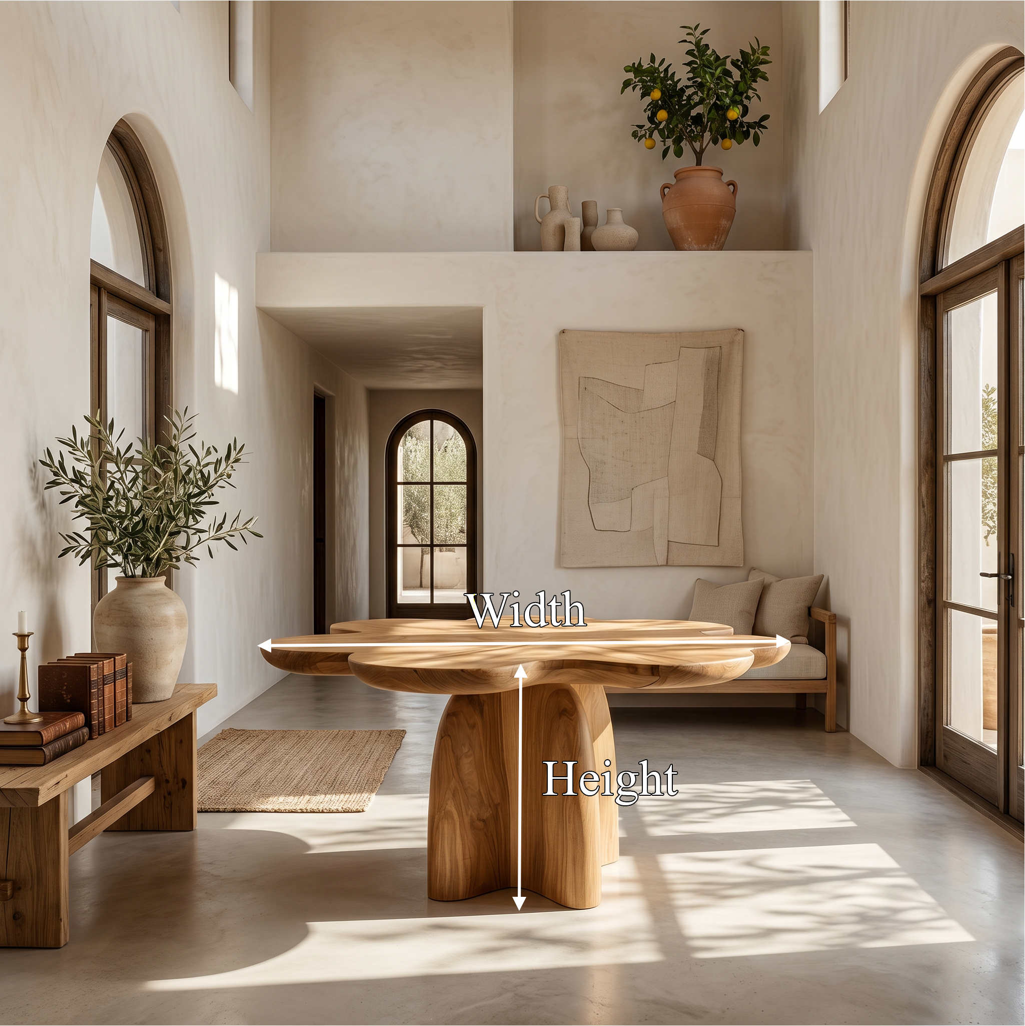Rustic Foyer Table With Handcrafted Solid Wood Pedestal Base For Entryway And Hallway SINLSAFT035
