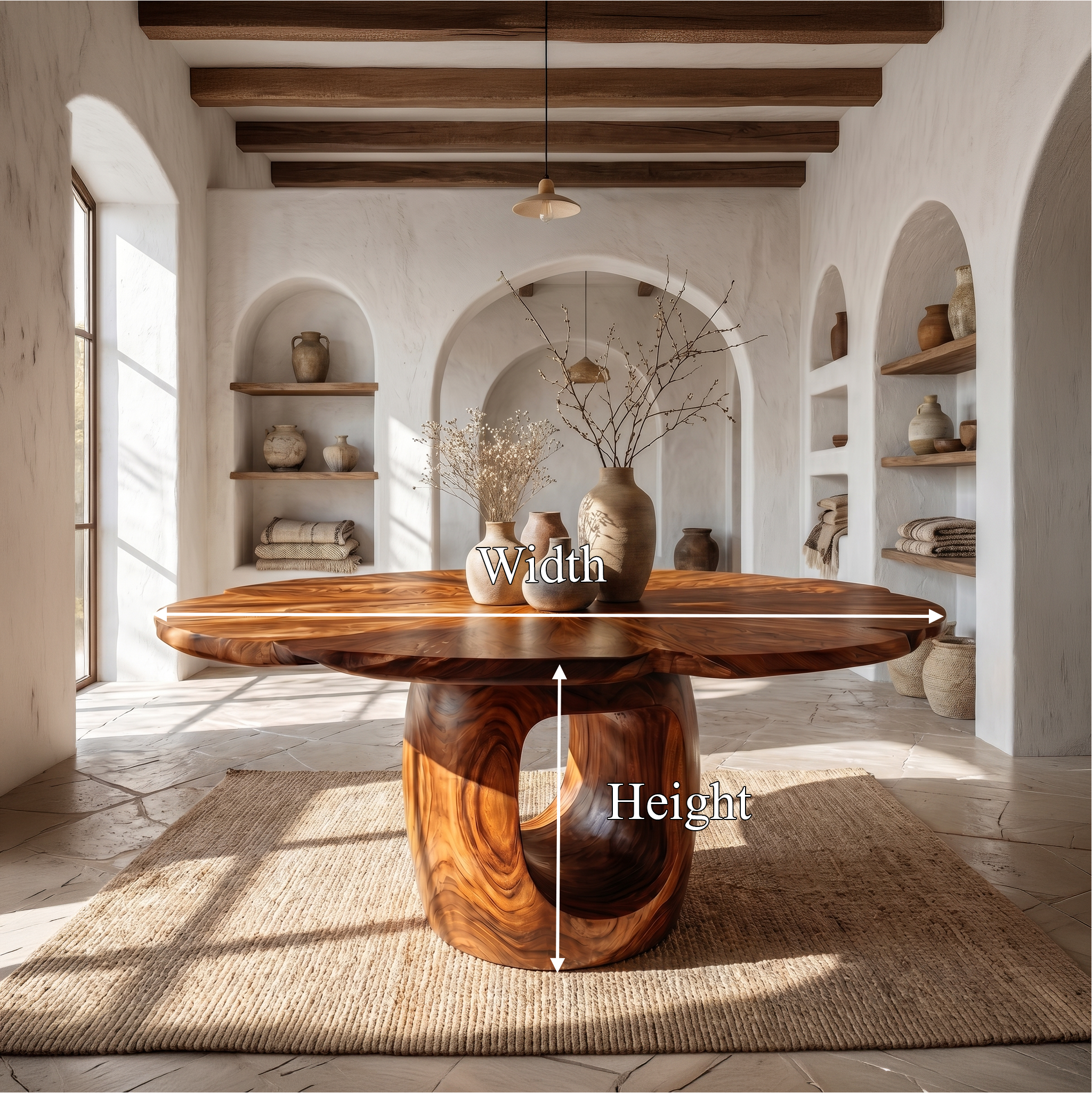 Organic Foyer Table With Sculptural Open Pedestal Base For Hallway SINLSAFT038