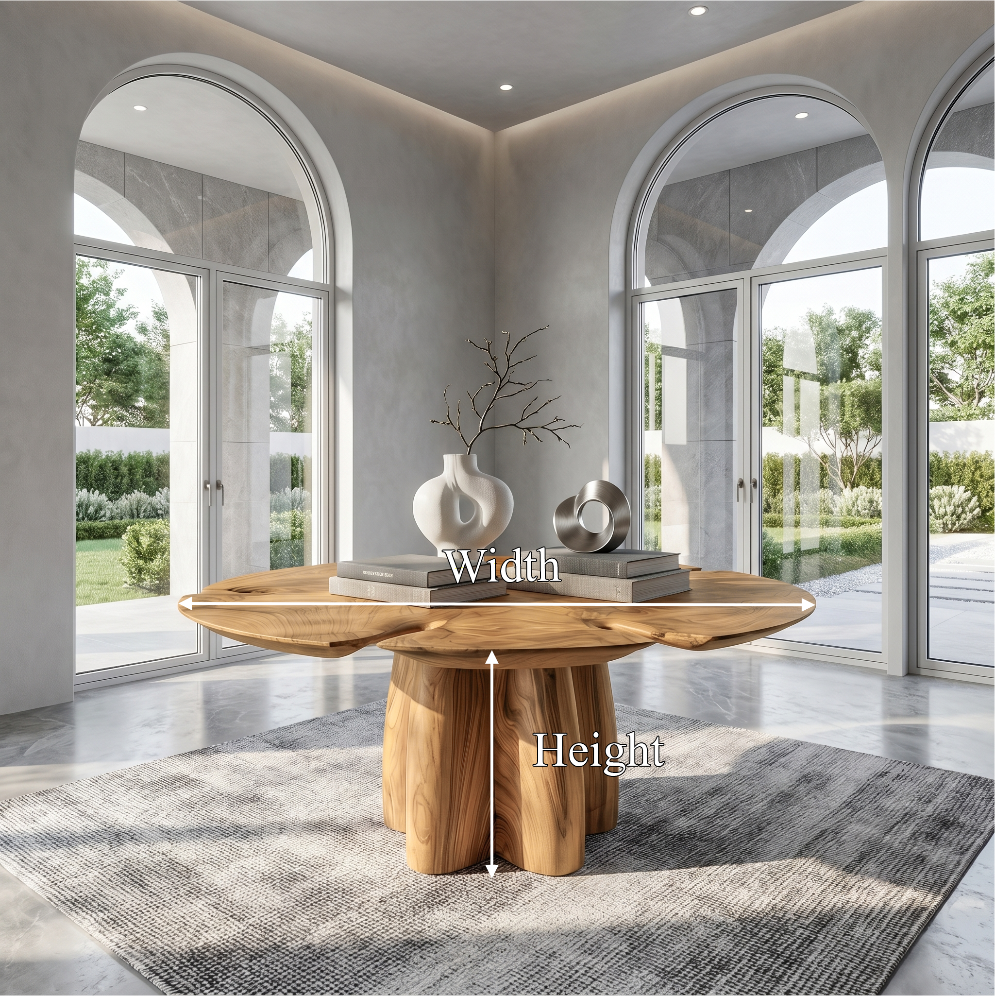 Modern Foyer Table With Sculptural Solid Wood Pedestal Base For Entryway And Hallway SINLSAFT040