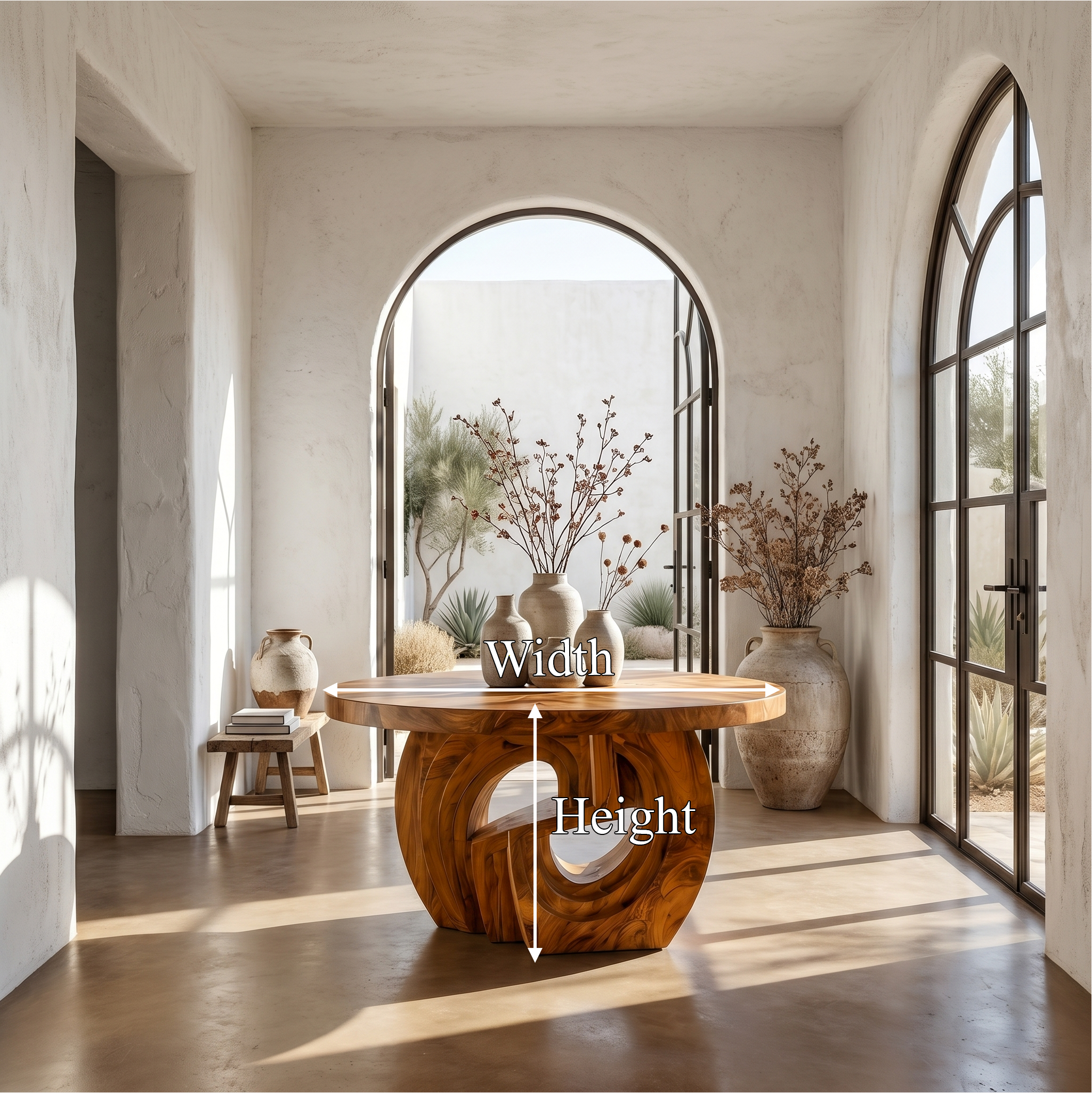 Rustic Foyer Table With Sculptural Ring Pedestal Base For Entryway And Hallway SINLSAFT041
