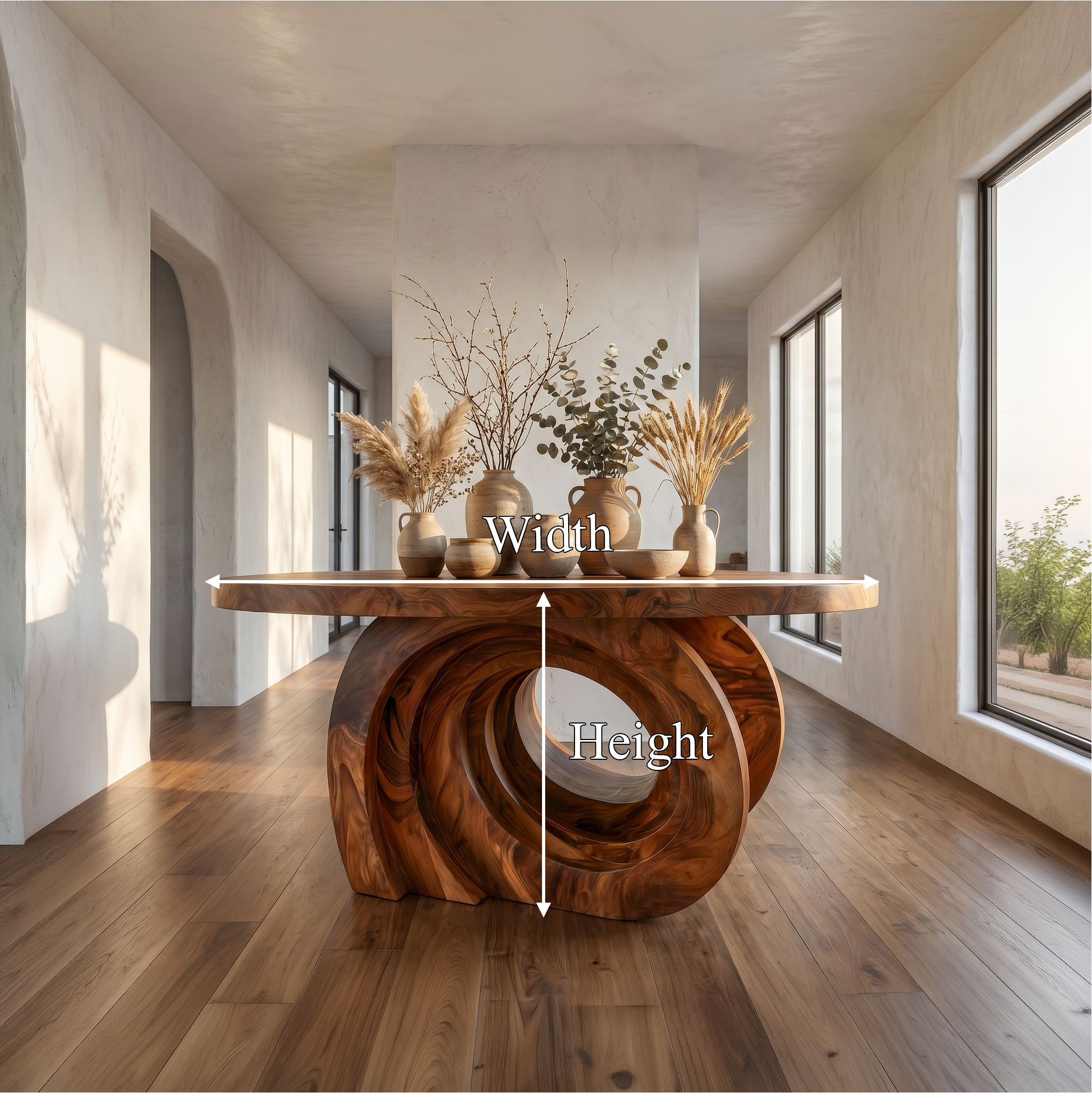 Organic Foyer Table With Pedestal Base For Entryway And Hallway SINLSAFT042