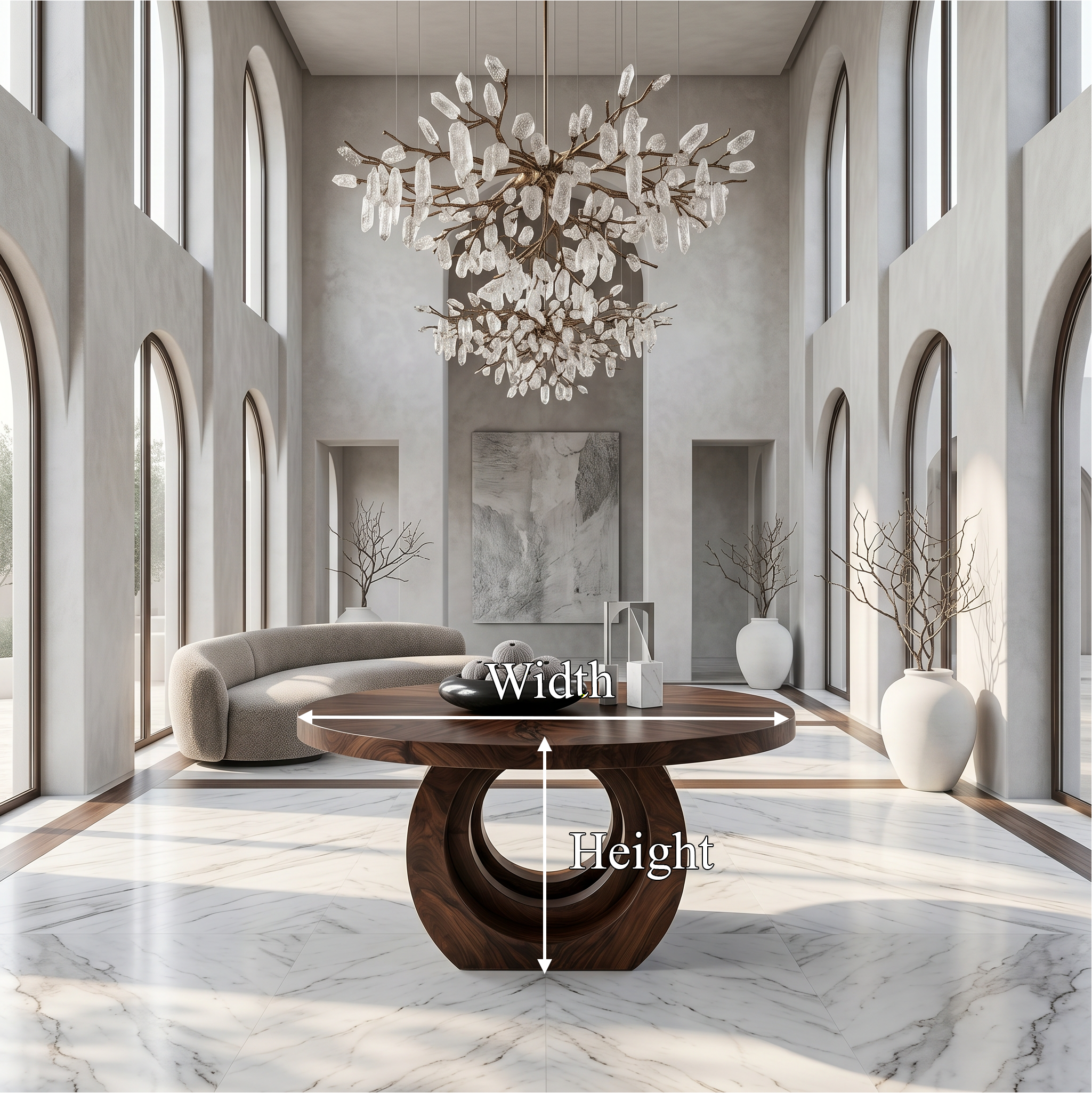 Contemporary Round Foyer Table With Sculptural Open Ring Base For Entryway And Hallway SINLSAFT043