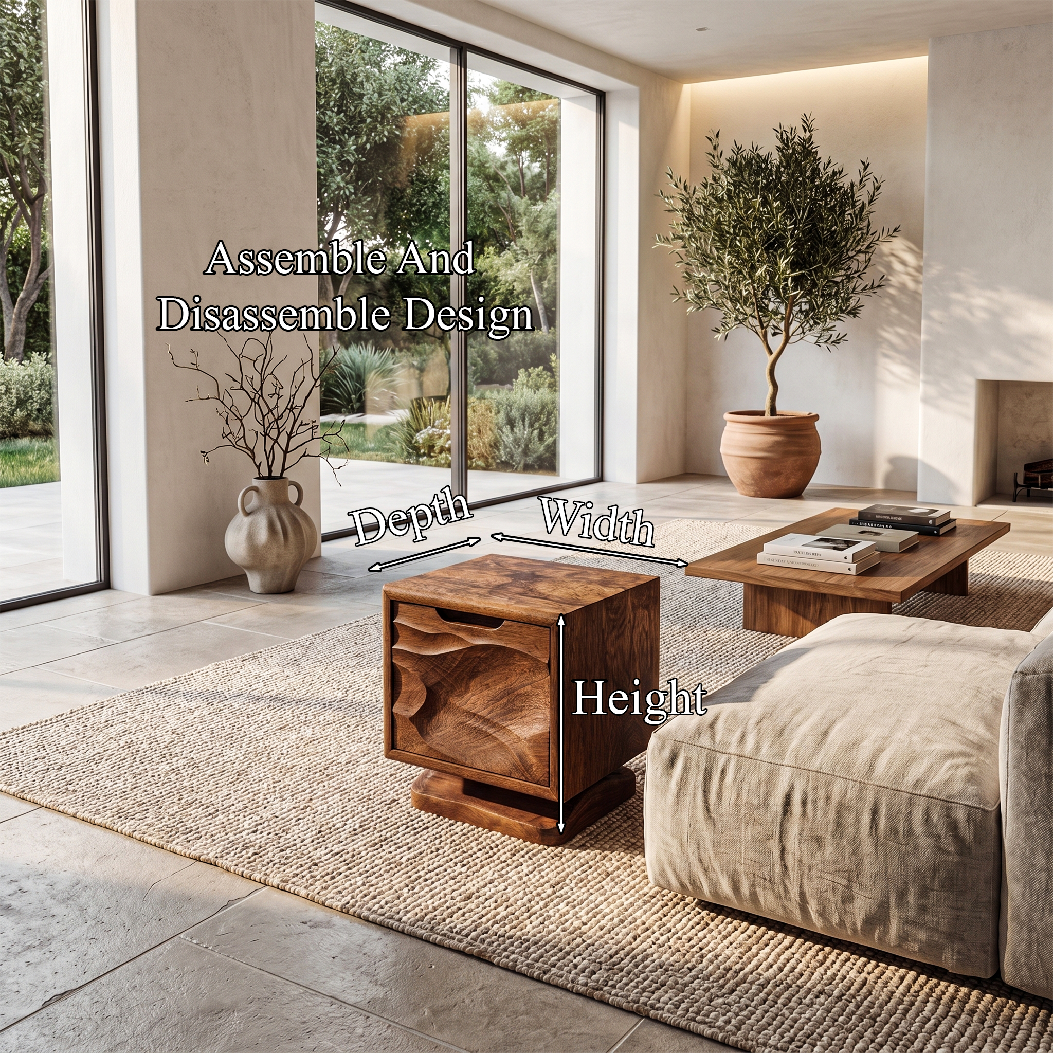 Rustic Beside Table With Open Shelf Storage And Solid Wood Design For Living Room And Bedroom SINLHABT254
