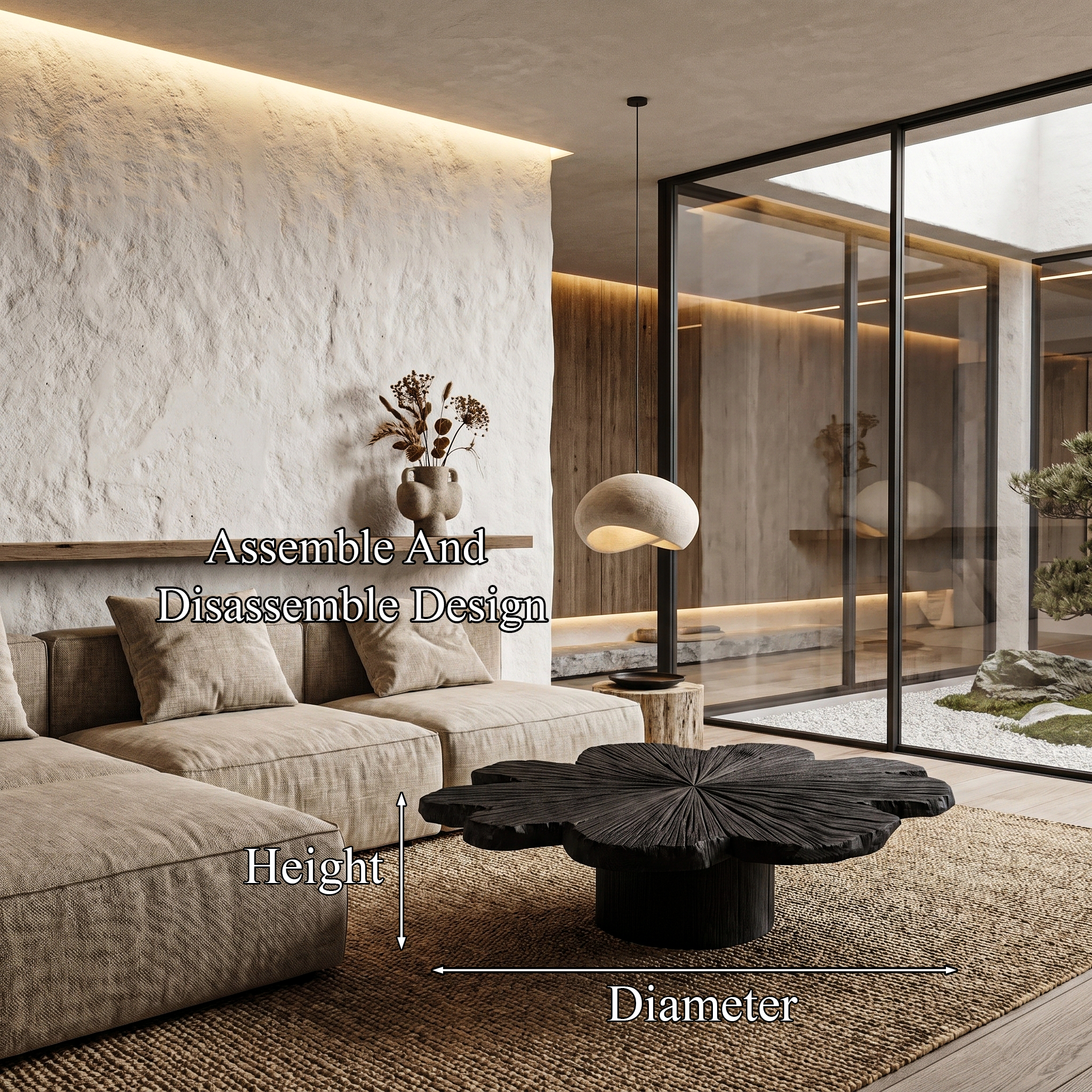 Modern Coffee Table With Sculptural Petal Inspired Design For Living Room SINLHACF387