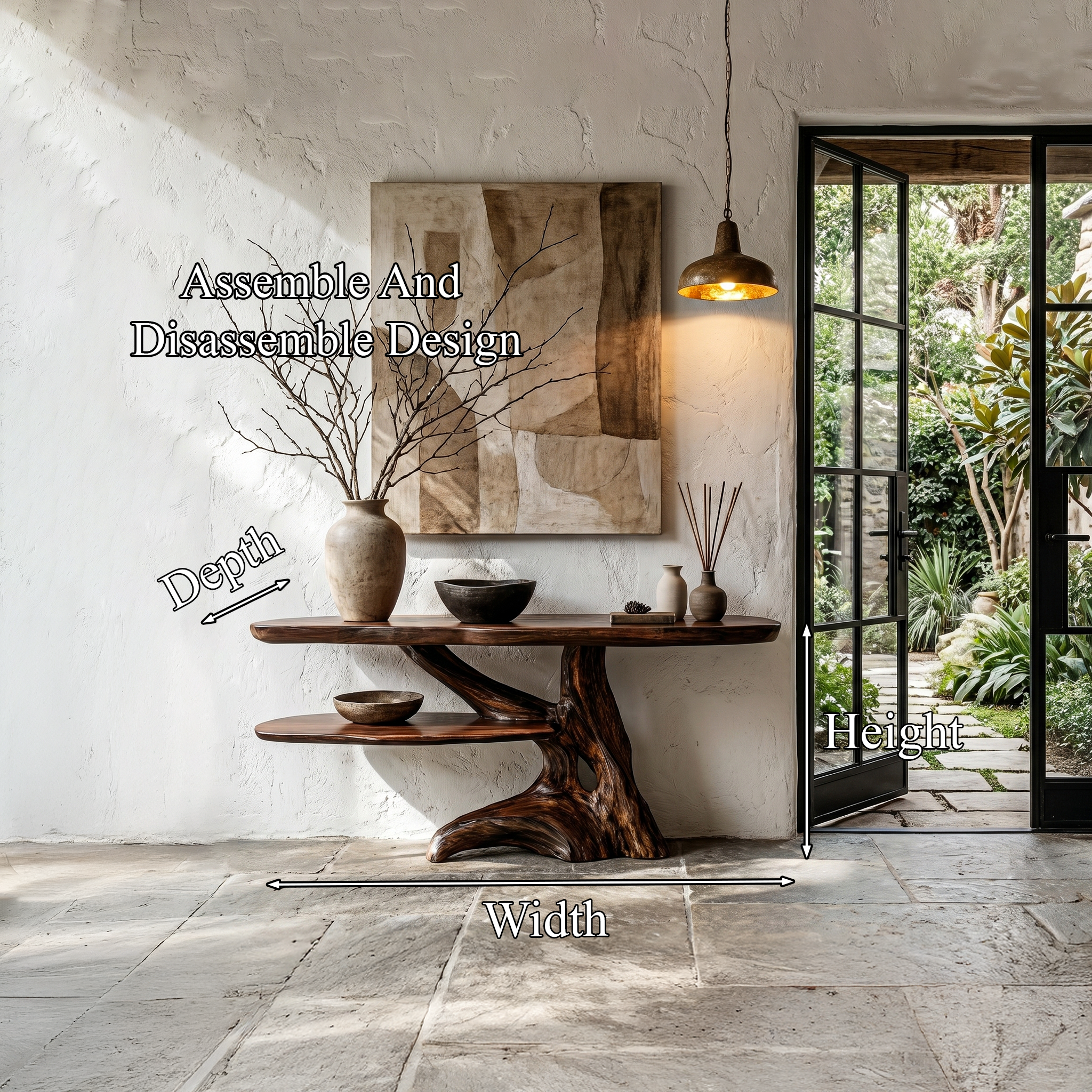 Contemporary Console Table With Sculptural Solid Wood Root Design For Entryway SINLHACS625