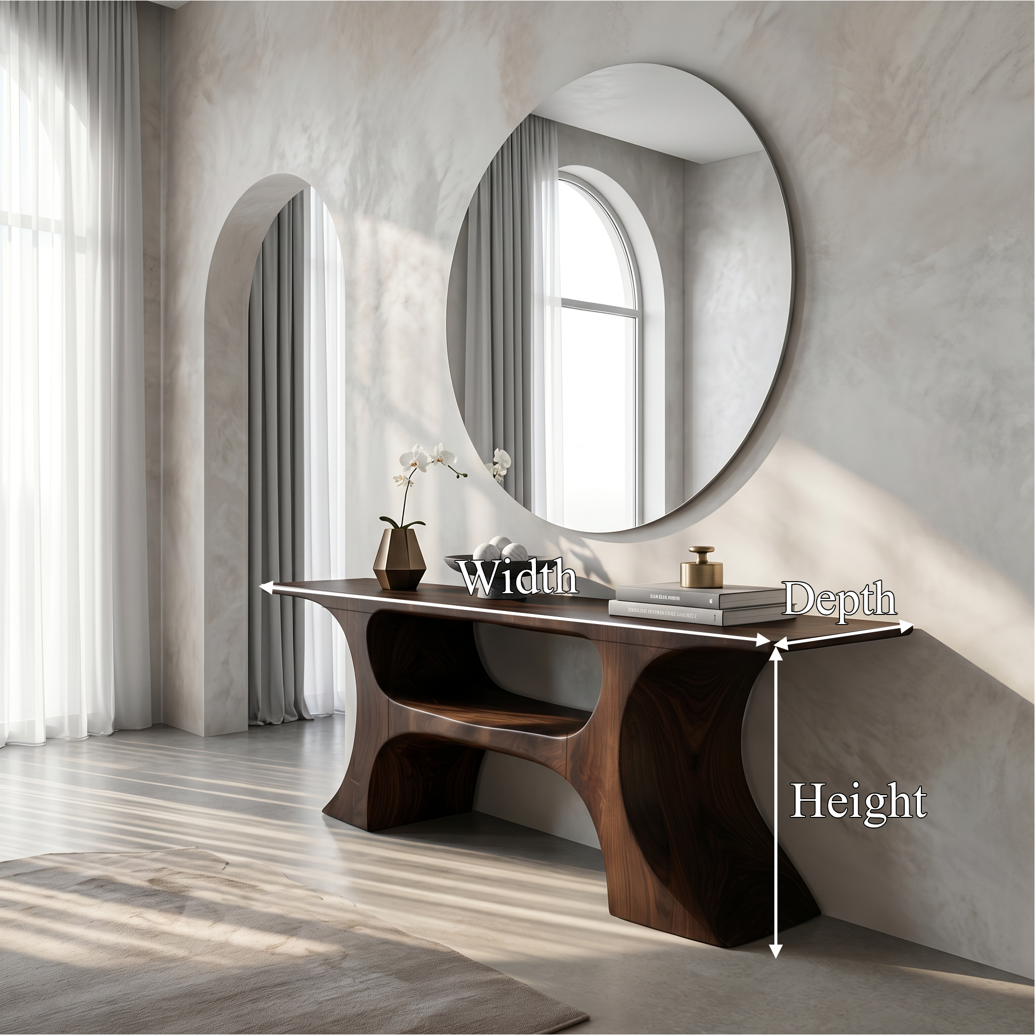 Modern Console Table With Soft Geometric Form For Living Room SINLSACS641