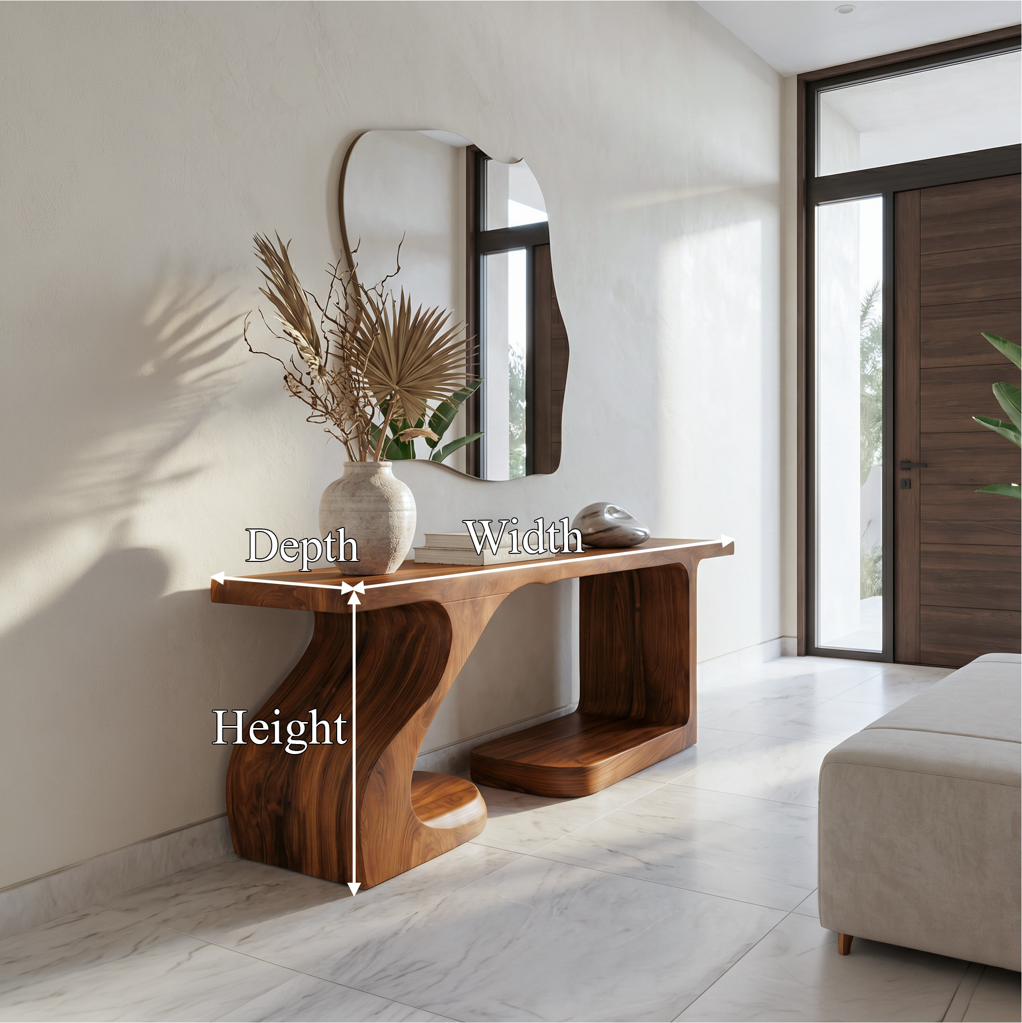 Rustic Console Table With Carved Root Inspired Design For Entryway SINLSACS647