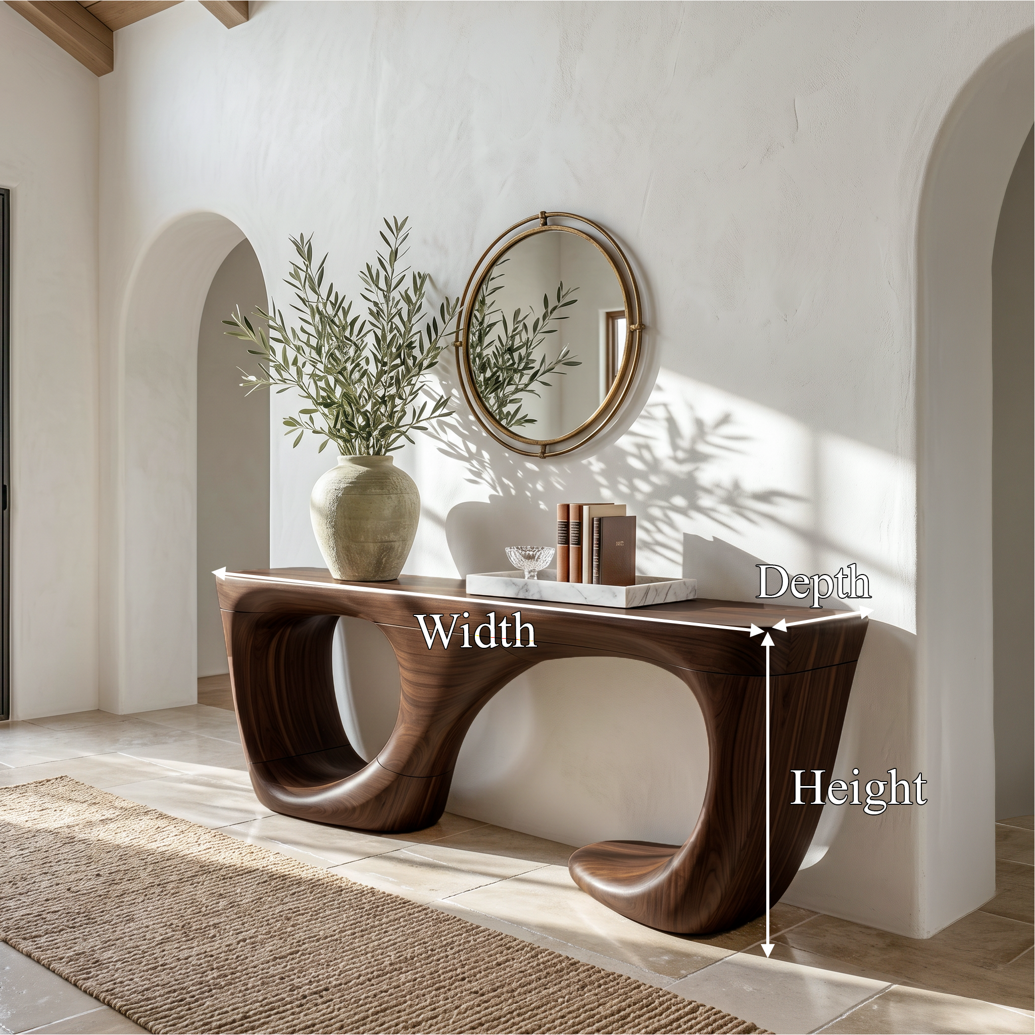 Contemporary Console Table With Curved Open Structure For Living Room SINLSACS650