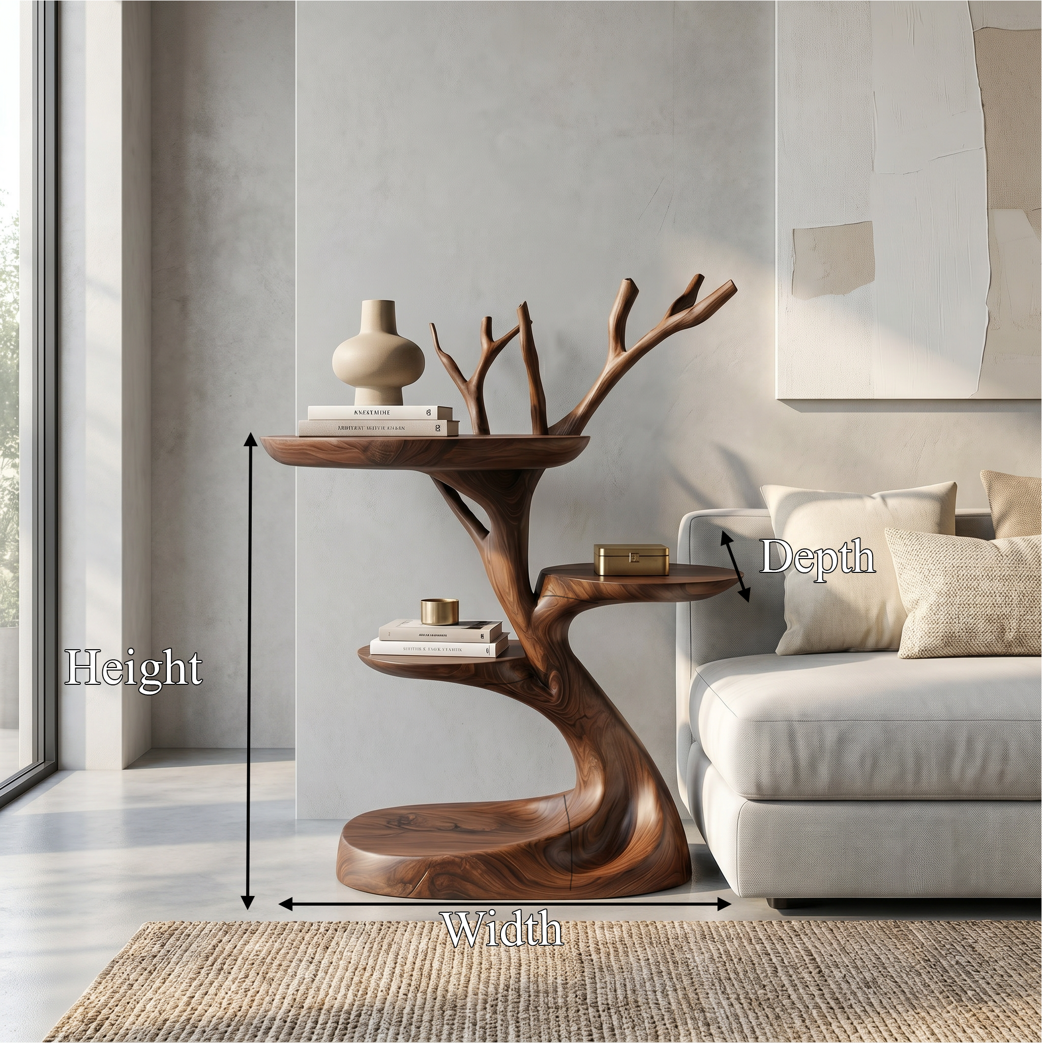 Rustic End Table With Tree Root Design For Bedroom And Living Room SINLSABT267