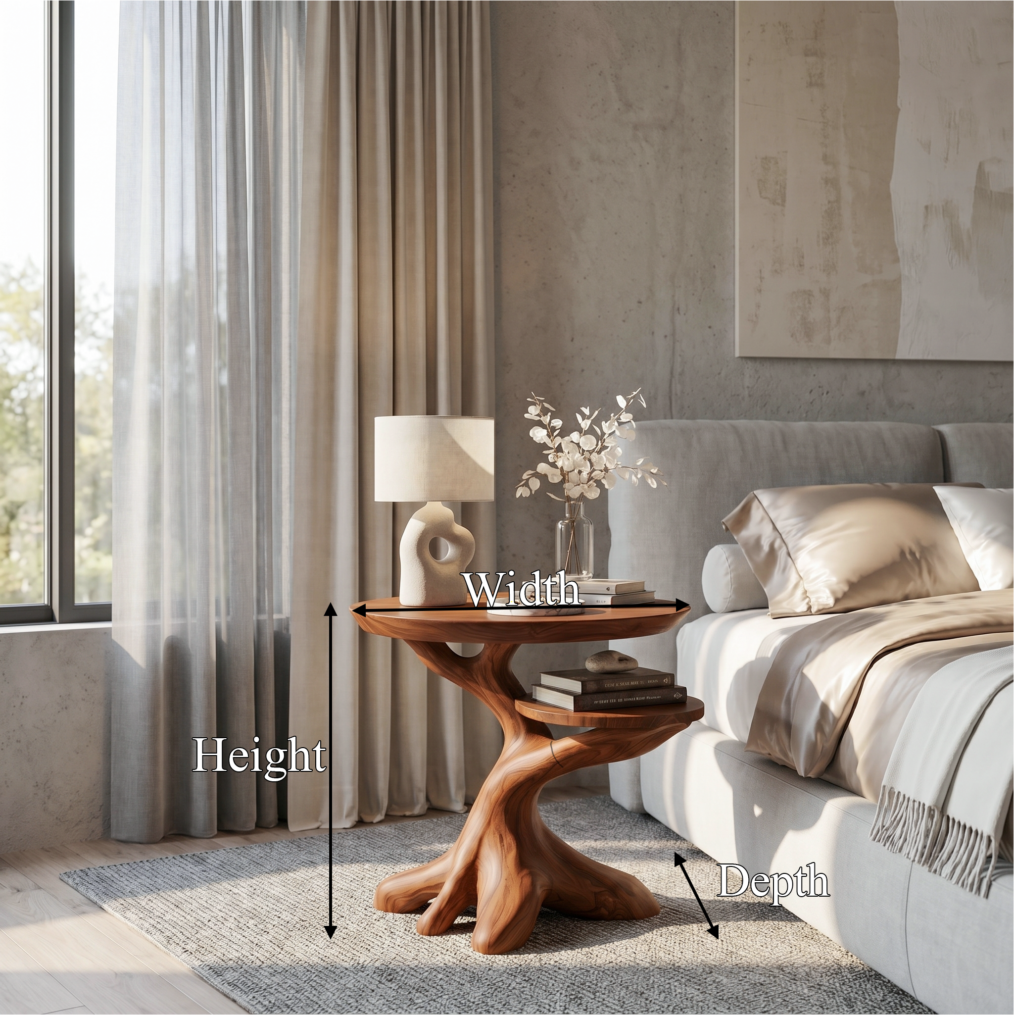 Modern Side Table With Organic Tree Root Silhouette For Living Room And Bedroom SINLSABT268