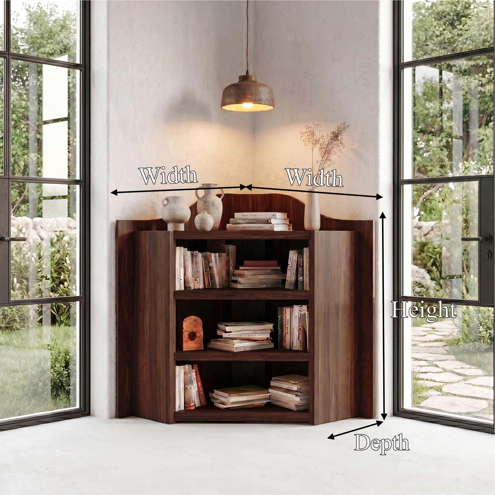 Natural Wooden Bookshelf With Open Shelves And Simple Storage Design For Living Room And Bedroom SINLSABS029