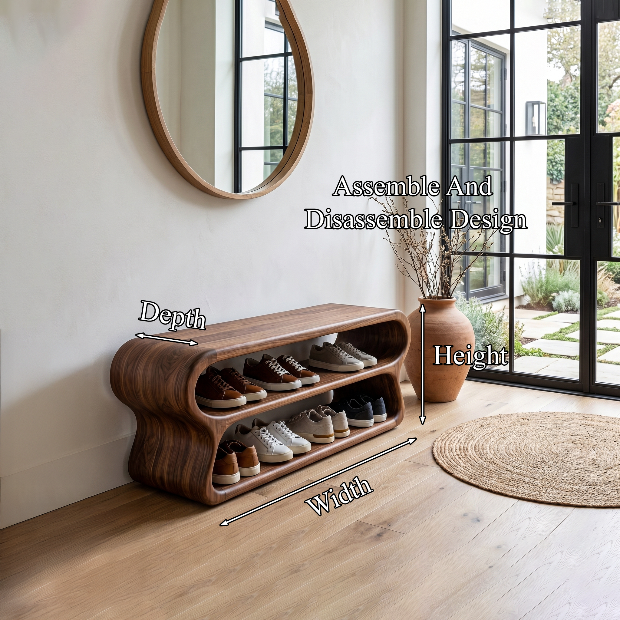 Contemporary Shoe Bench With Open Storage Compartments For Hallway SINLHASB092