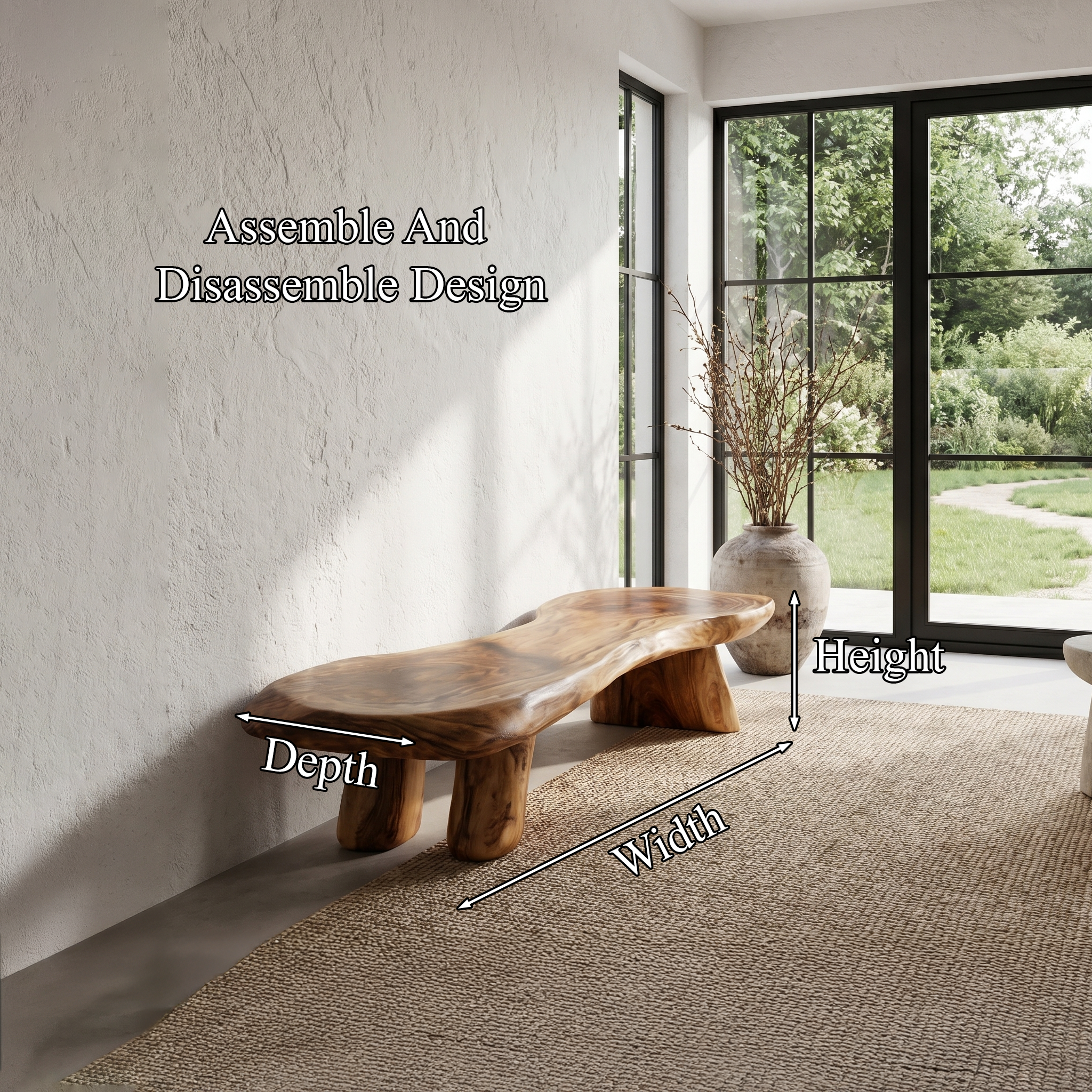 Rustic Bench Natural Tree Slab Design For Entryway SINLHARS127