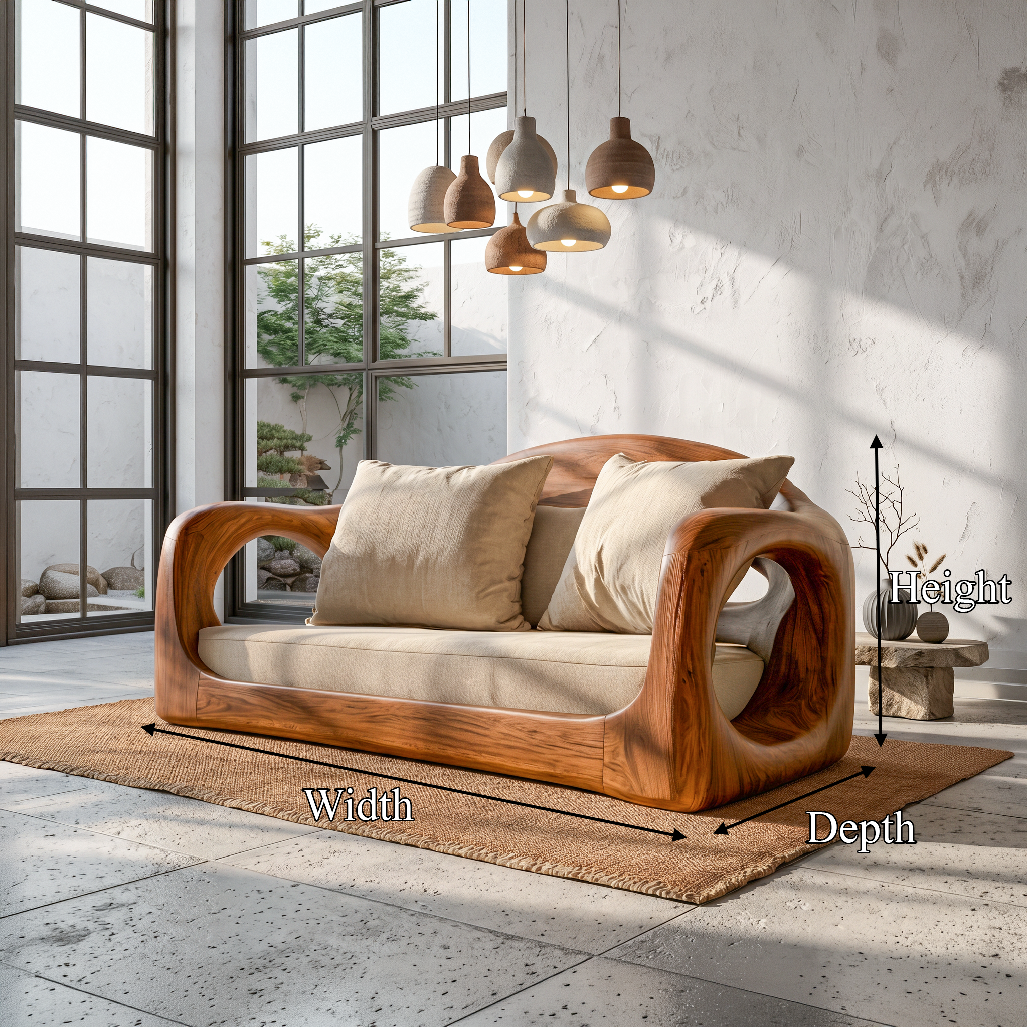 Rustic Sofa Frame With Organic Loop Wood Design For Living Room SINLSASF031