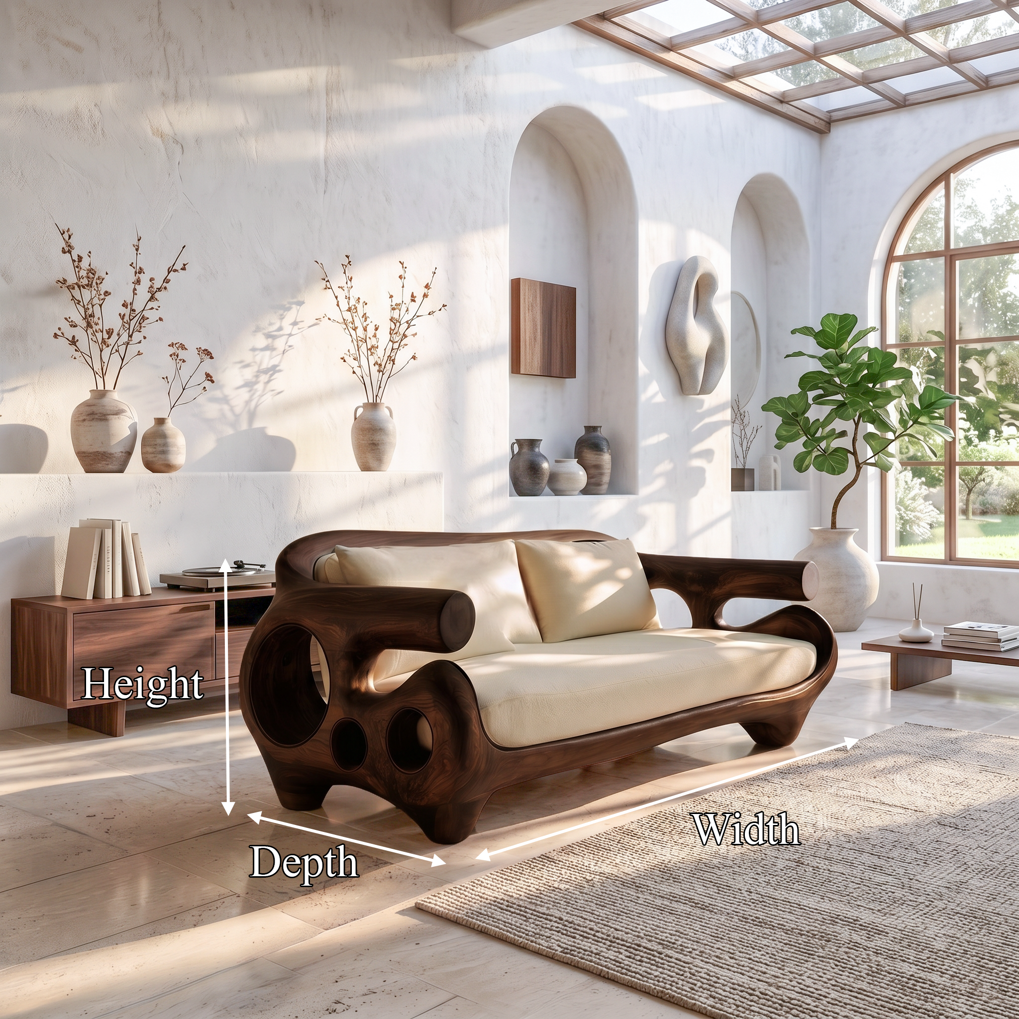 Minimalist Sofa Frame With Solid Wood Artistic Arms For Living Room SINLSASF043