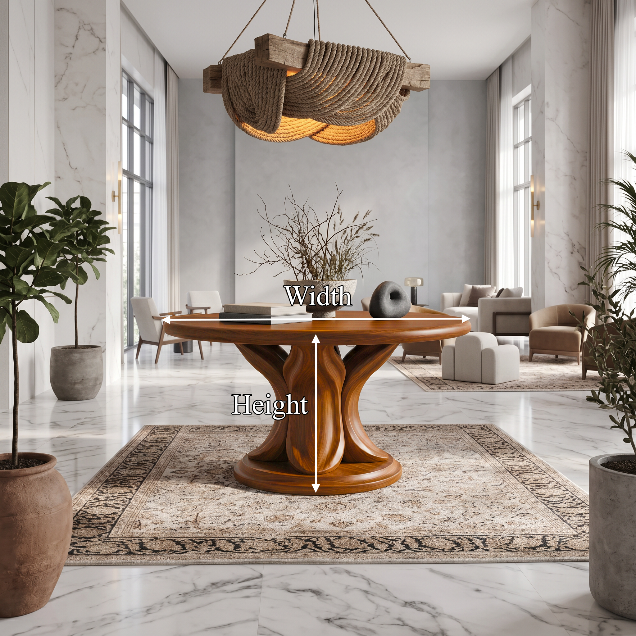 Modern Round Console Table With Twisted Architectural Form For Entryway And Living Room SINLSAFT053