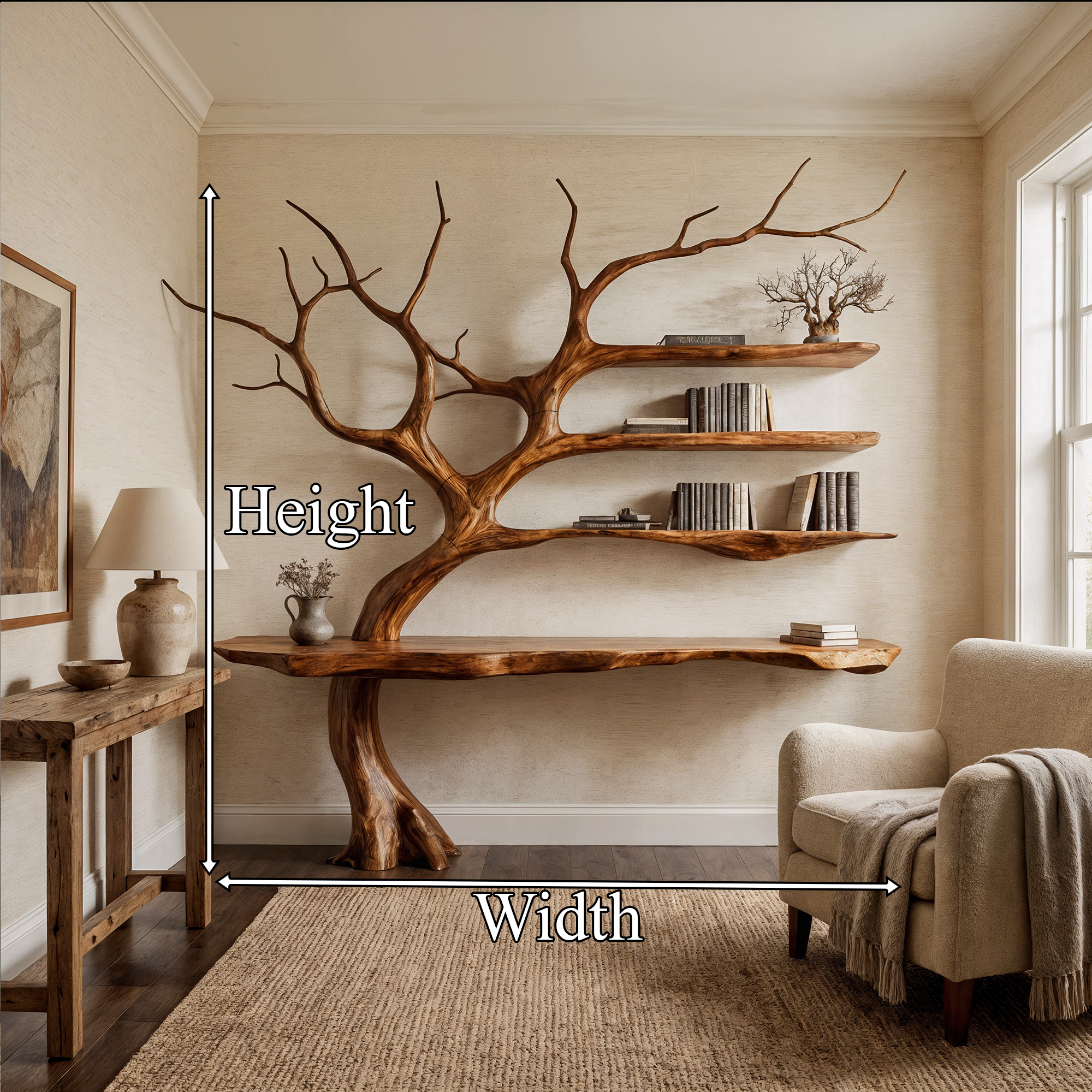 Rustic Console Table Artistic Tree Branch Reading Room SINLKICS301