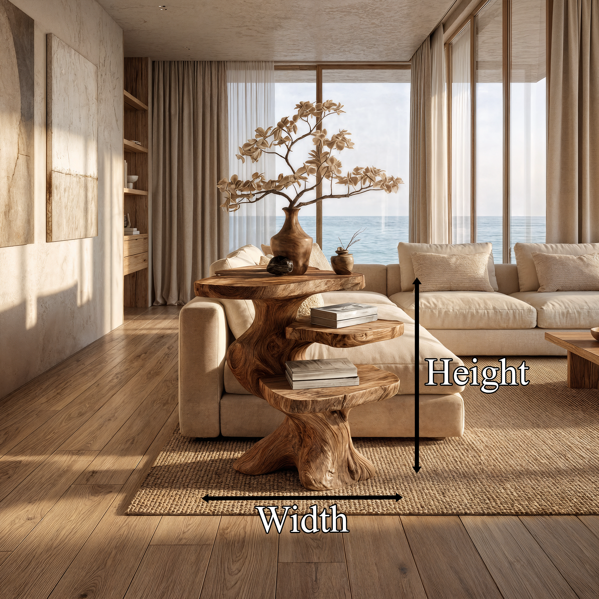 Contemporary Beside Table With Smooth Sculptural Base For Living Room And Bedroom SINLKIBT243