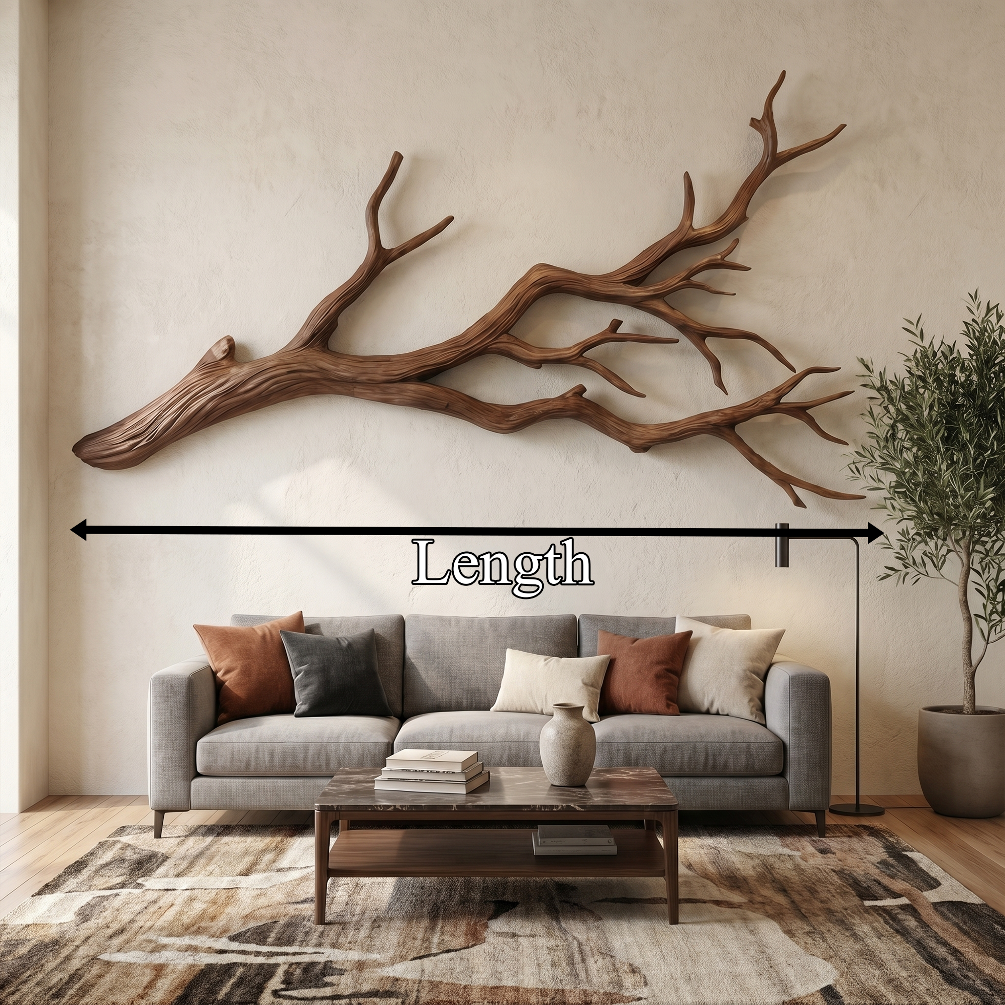 Flowing Organic Wood Branch Wall Sculpture Contemporary Decor SINLKIWD030