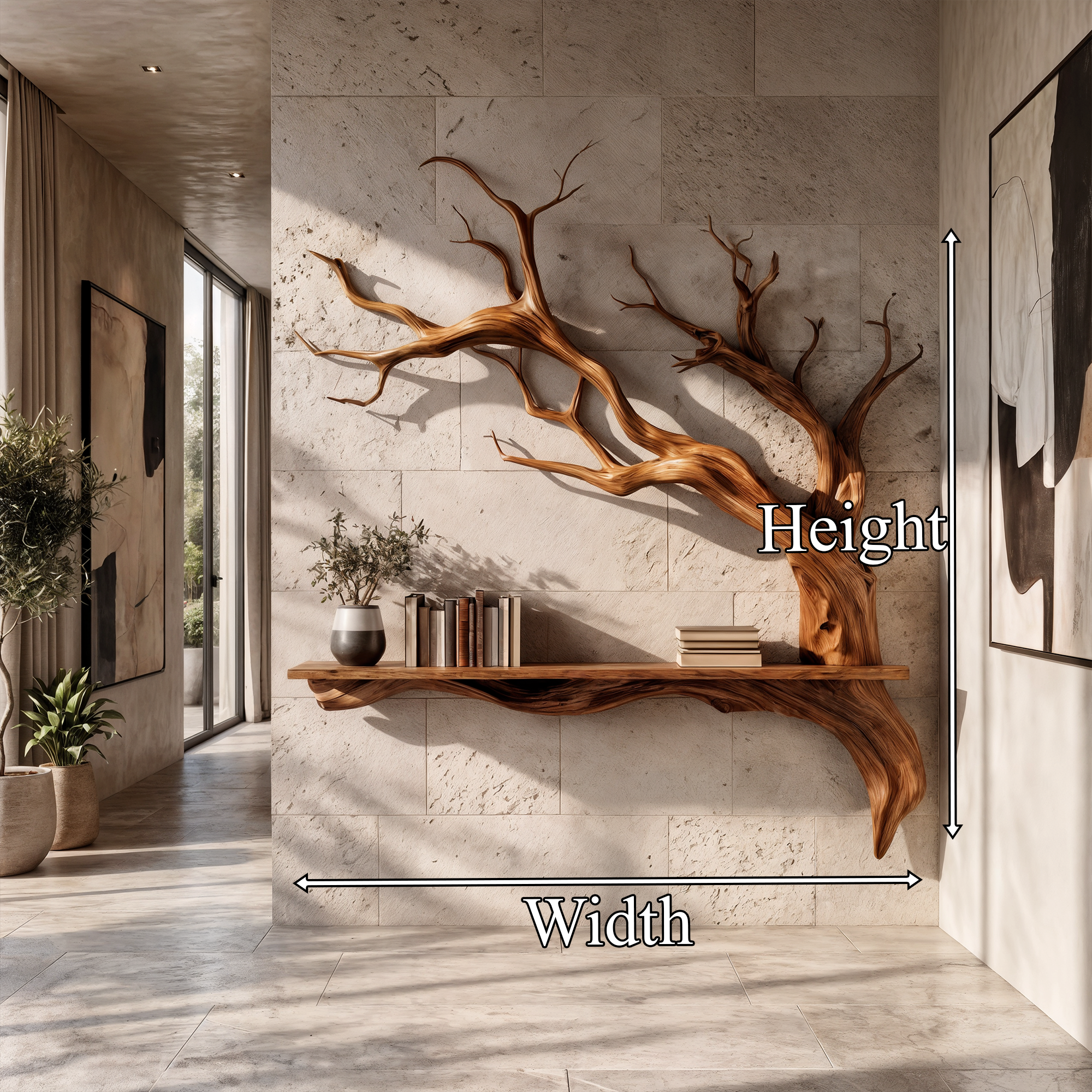 Rustic Tree Branch Wall Shelf Natural Artistic Home Decor SINLKIFL177