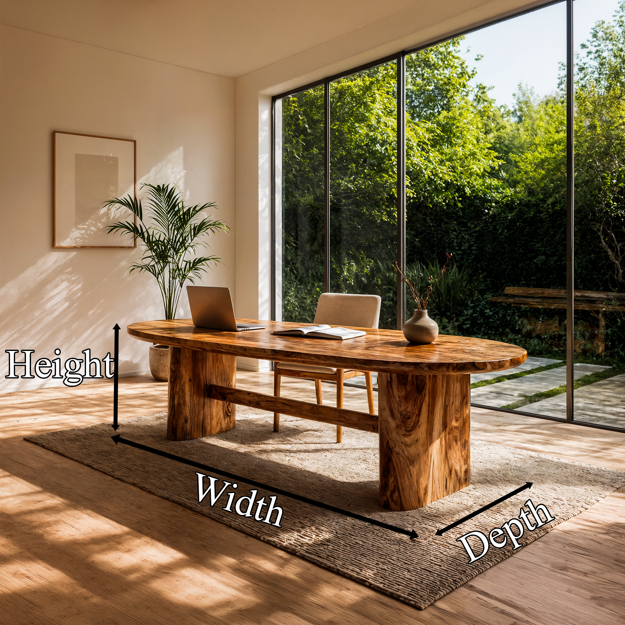 Modern Organic Desk With Natural Wood Design For Home Office SINLKIDK106