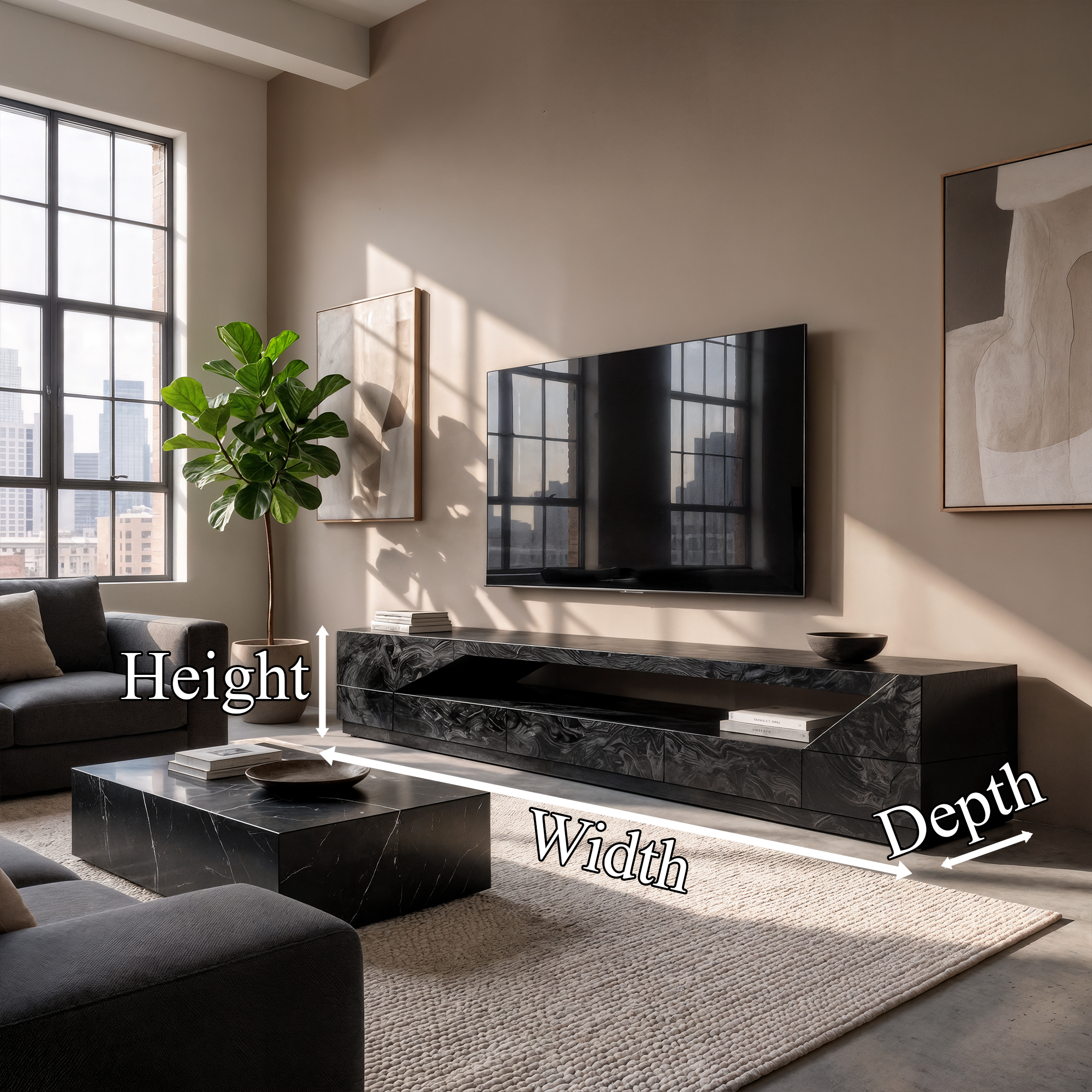 Minimal TV Console With Natural Wood Grain Design For Living Room SINLKITC057