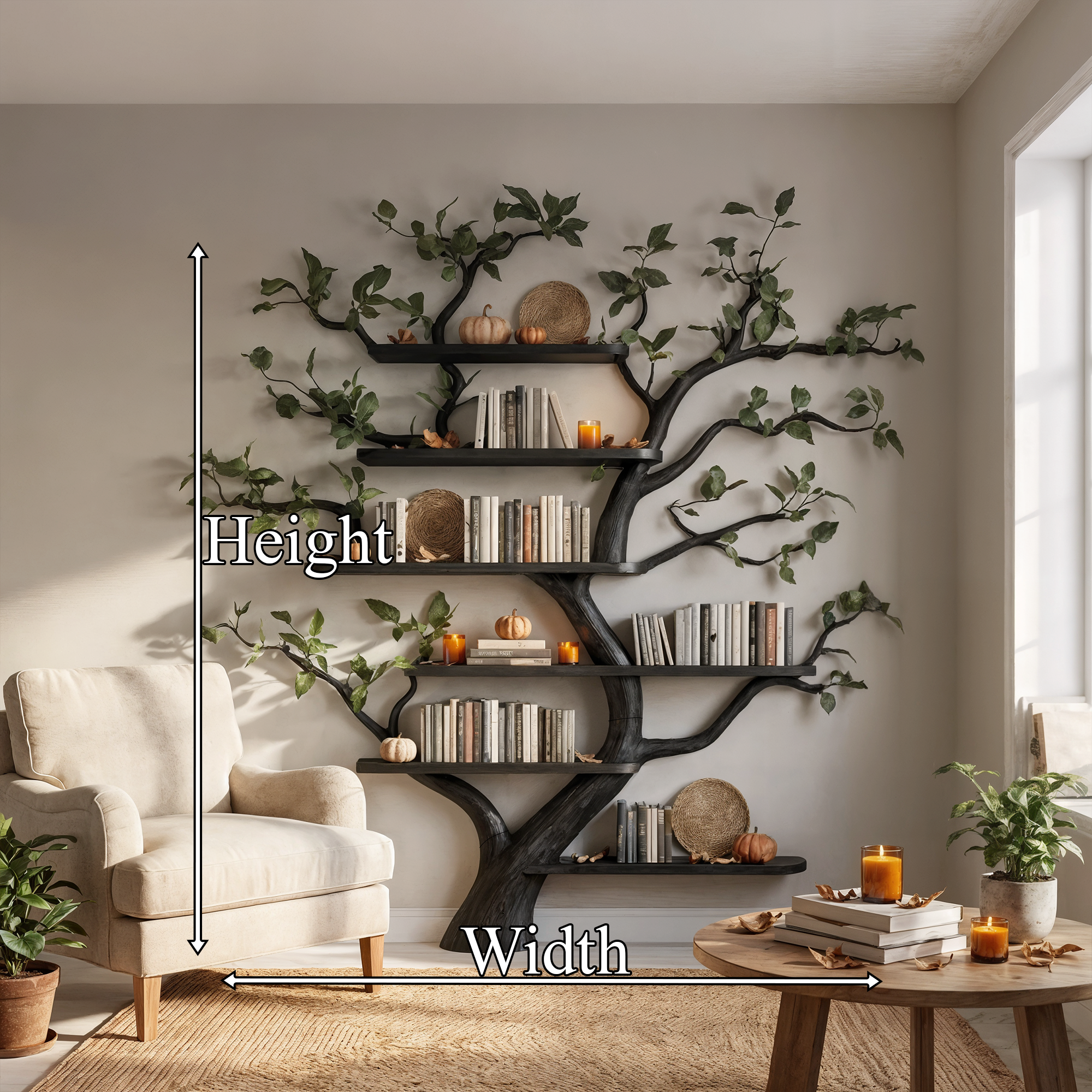 Mid Century Tree Wall Shelf Christmas Living Room SINLKITB578