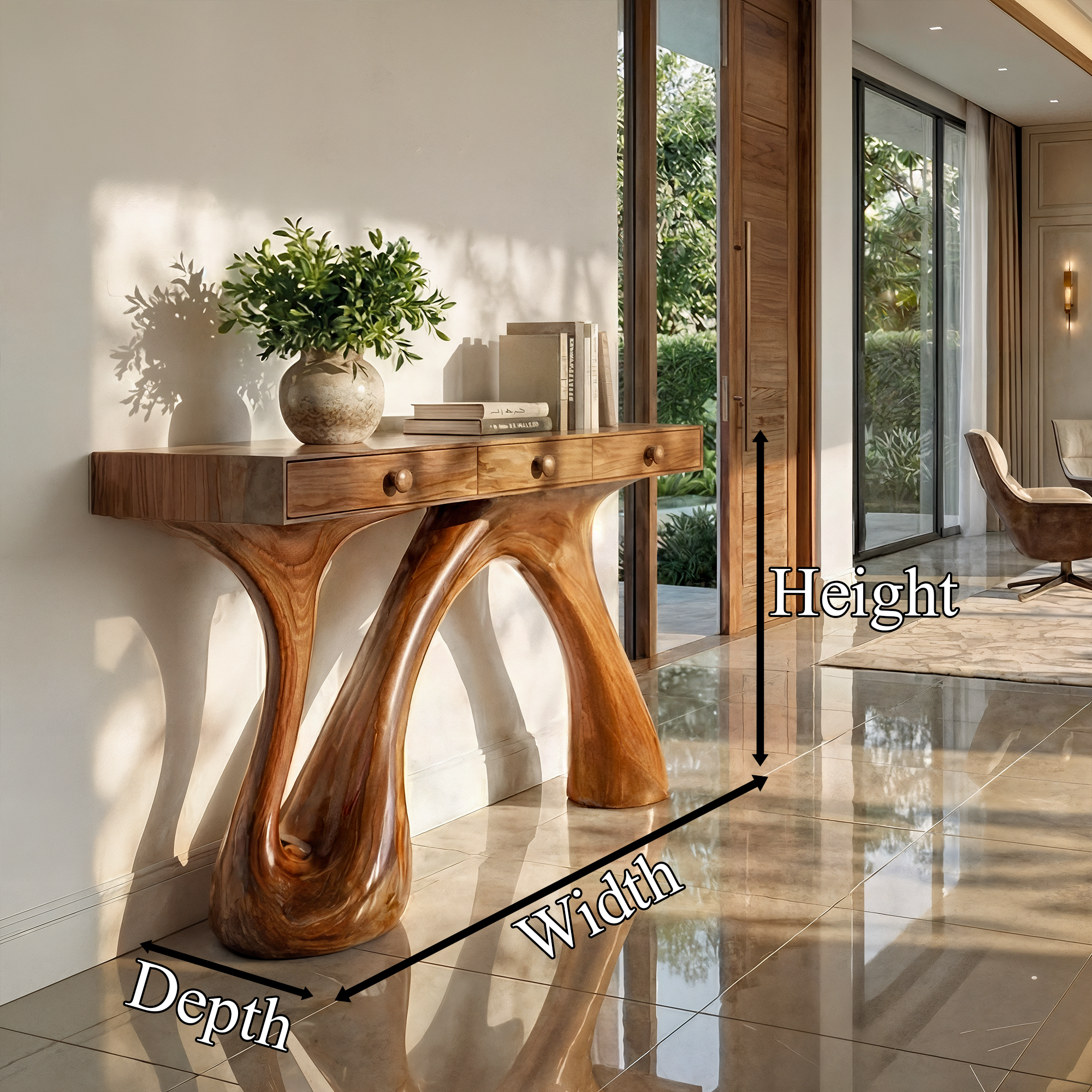 Modern Sculptural Console Table For Entryway And Living Room Space SINLKICS563