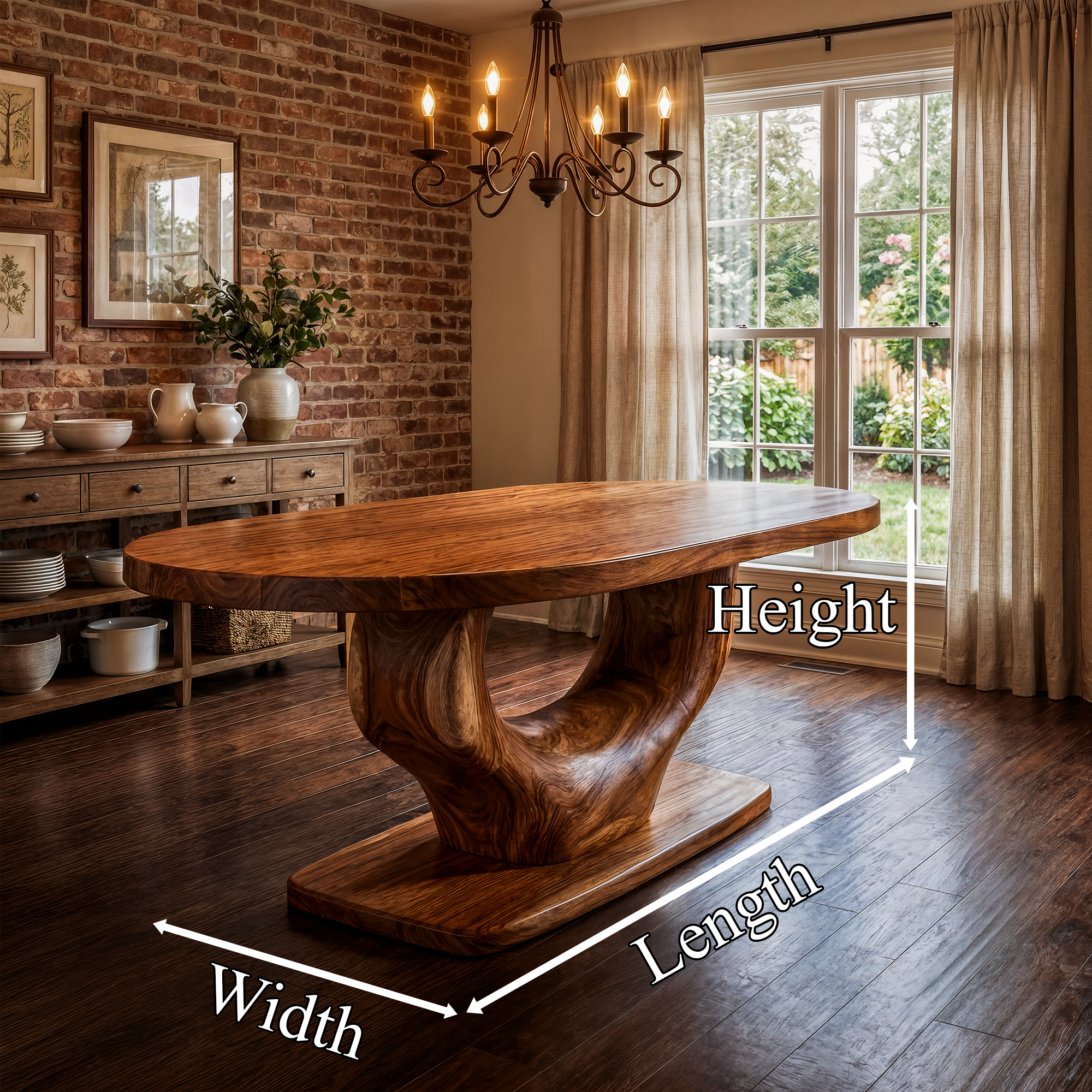 Rustic Curved Base Dining Table For Dining Room And Kitchen SINLKIDT167